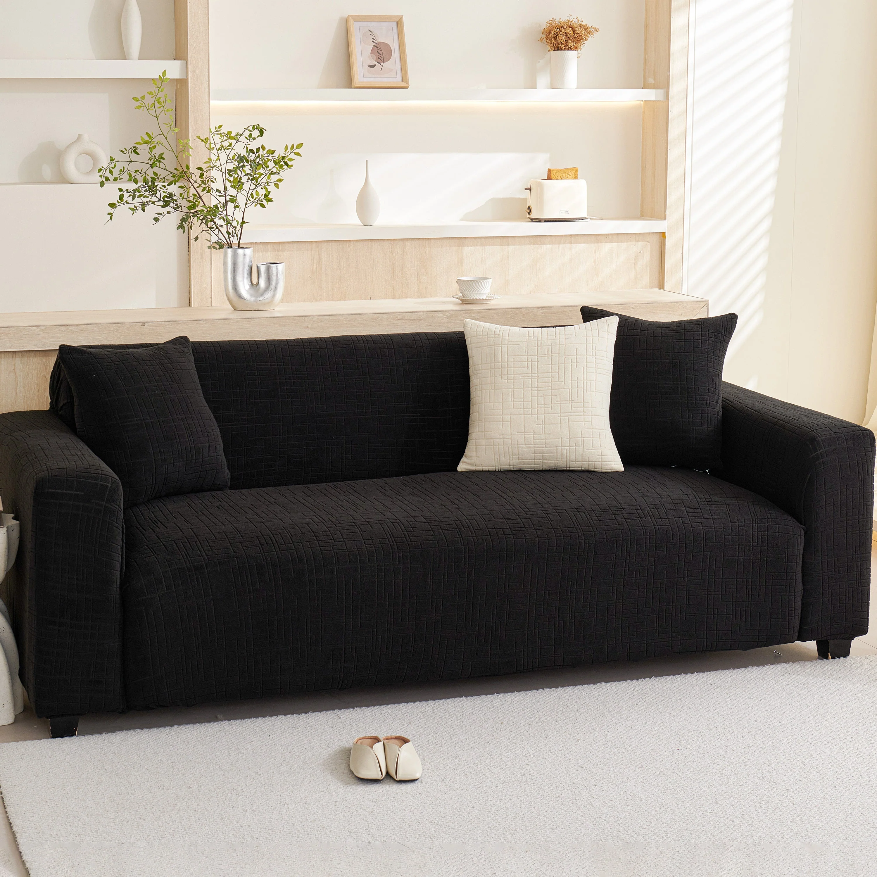Embossed Lines Couch Covers Stretchable Non-Slip & Washable Sofa Slipcovers - Image 46