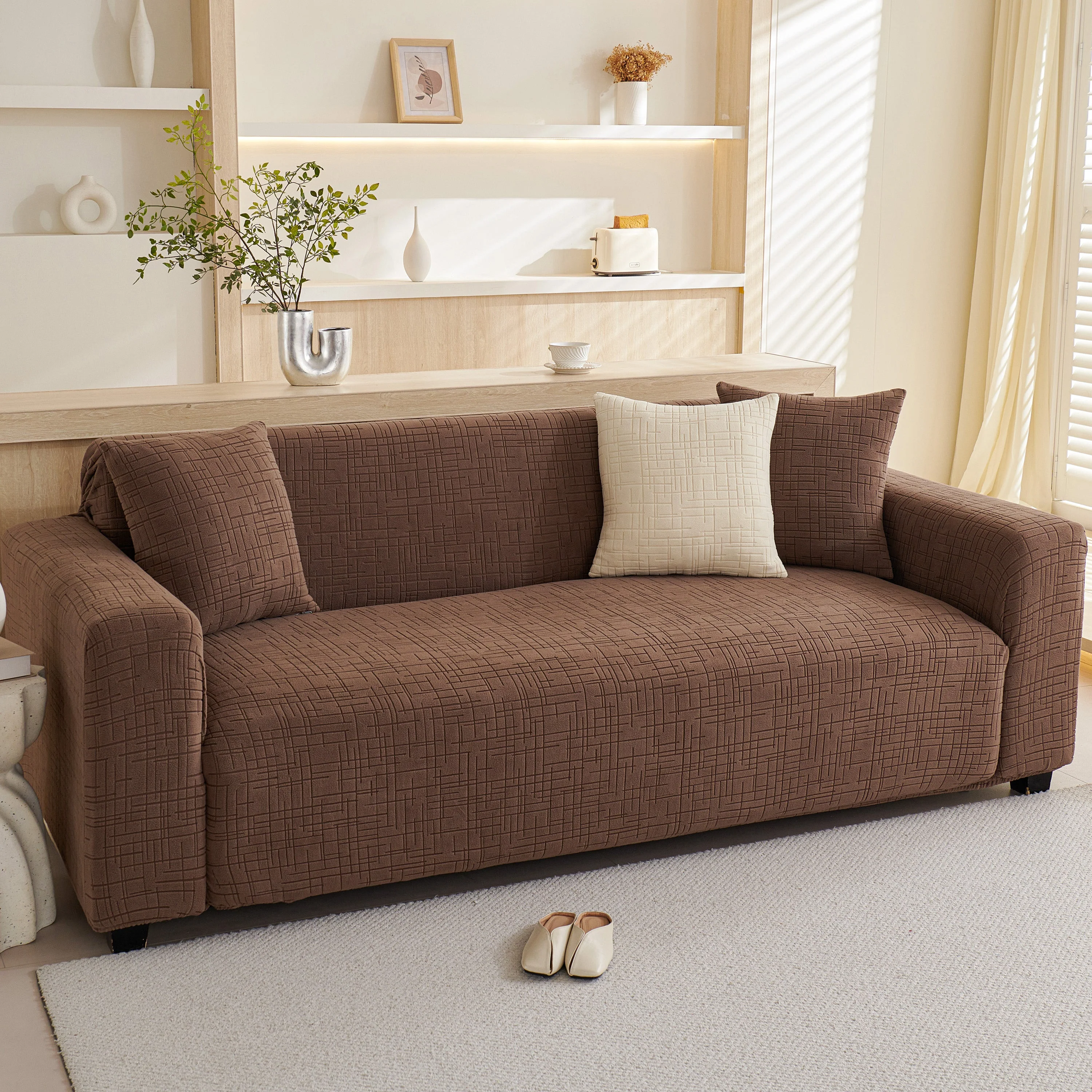 Embossed Lines Couch Covers Stretchable Non-Slip & Washable Sofa Slipcovers - Image 51