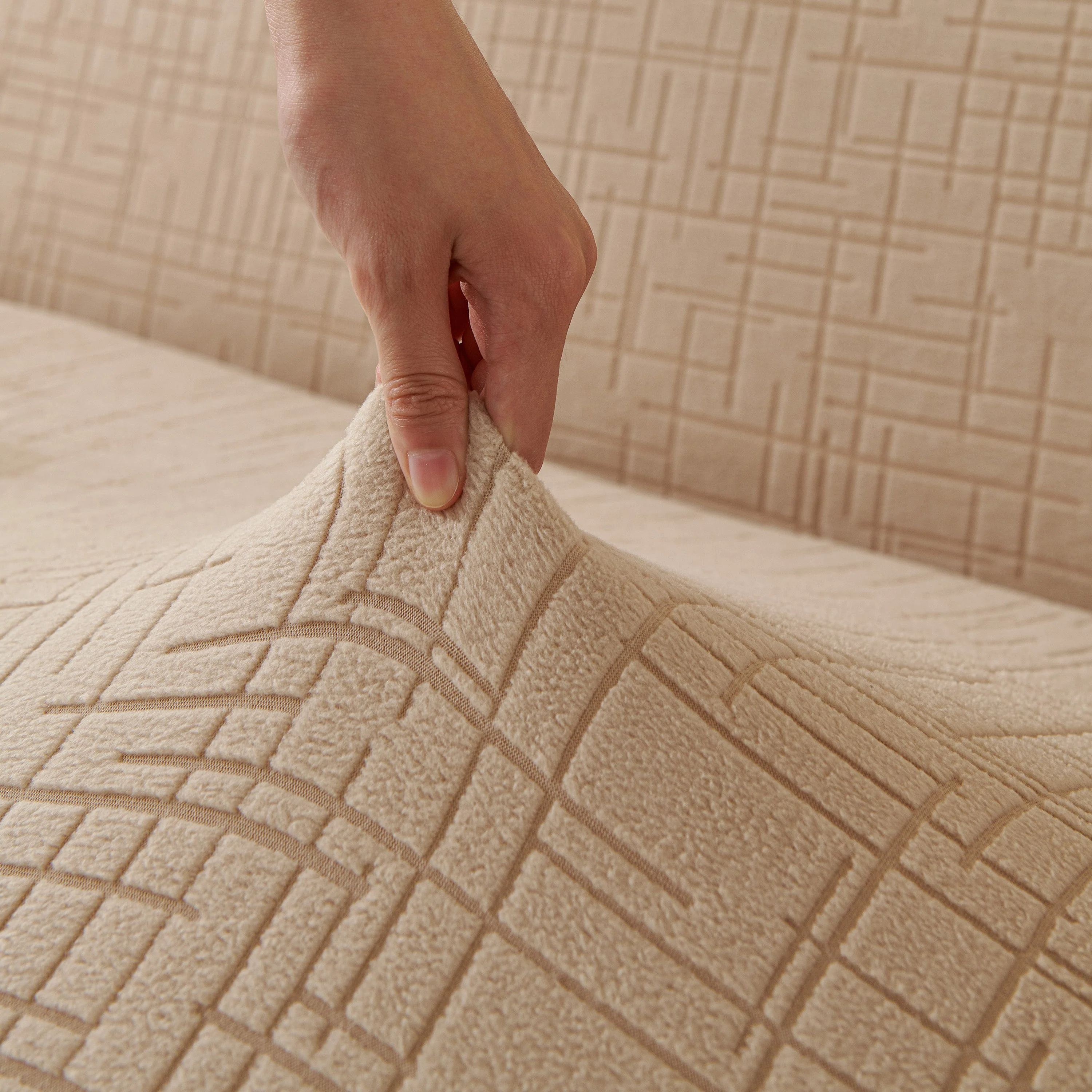 Embossed Lines Couch Covers Stretchable Non-Slip & Washable Sofa Slipcovers - Image 54