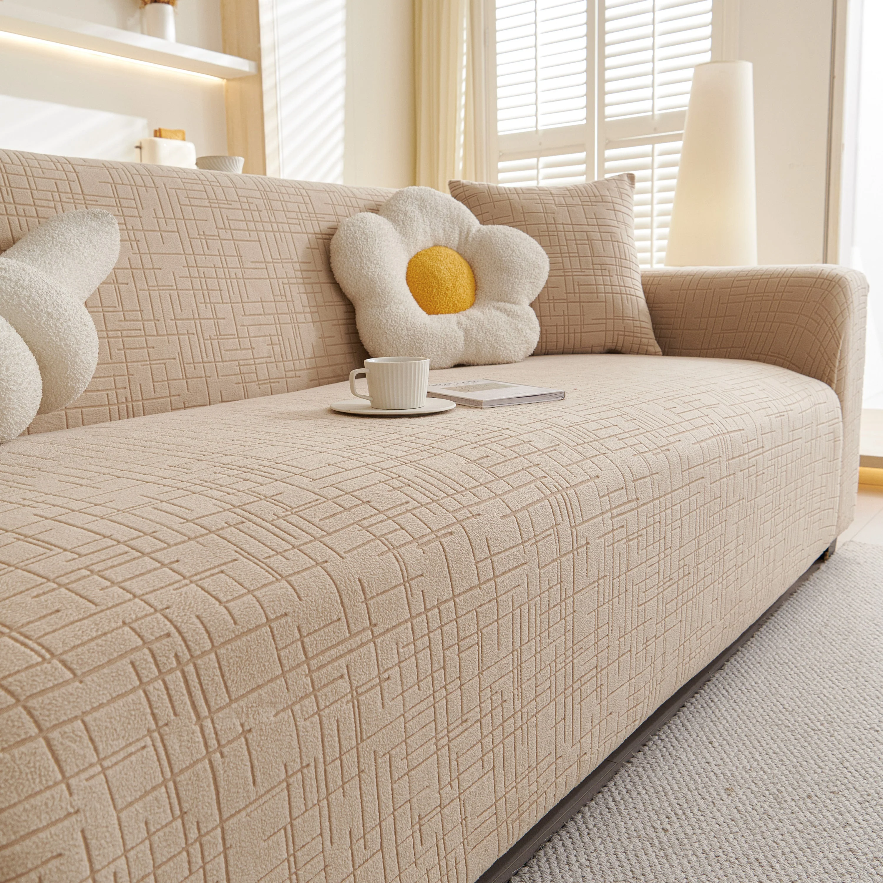 Embossed Lines Couch Covers Stretchable Non-Slip & Washable Sofa Slipcovers - Image 67