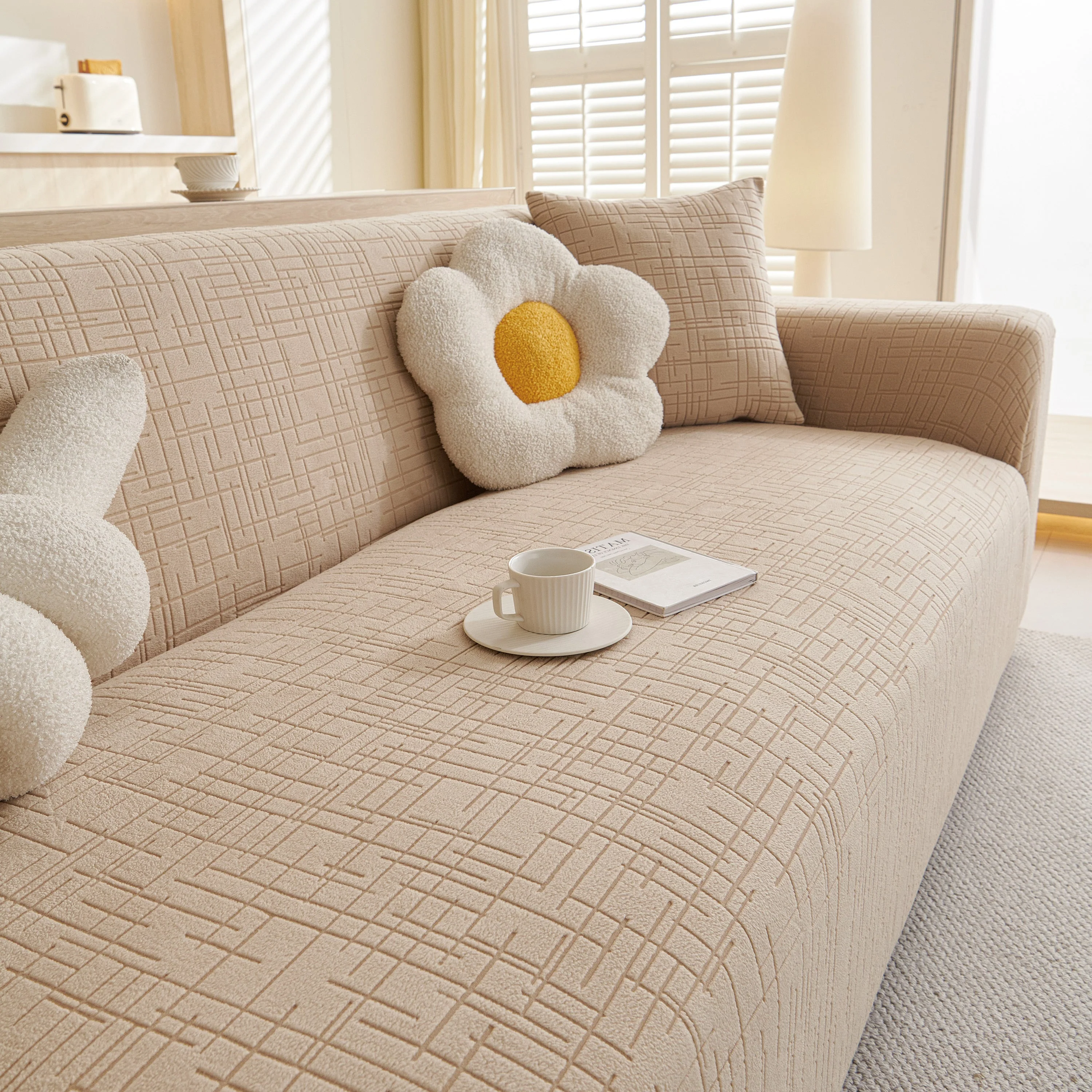 Embossed Lines Couch Covers Stretchable Non-Slip & Washable Sofa Slipcovers - Image 68