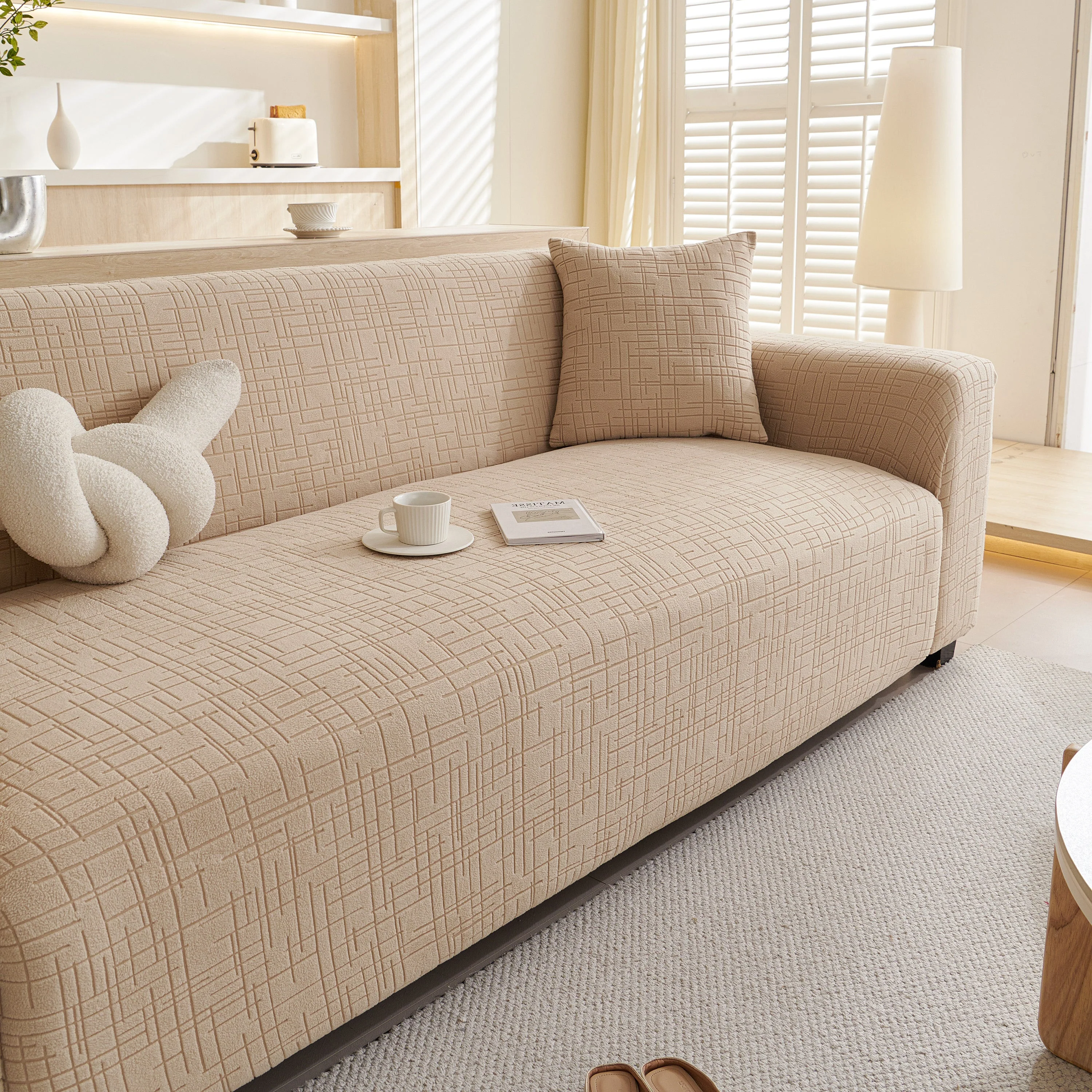 Embossed Lines Couch Covers Stretchable Non-Slip & Washable Sofa Slipcovers - Image 71