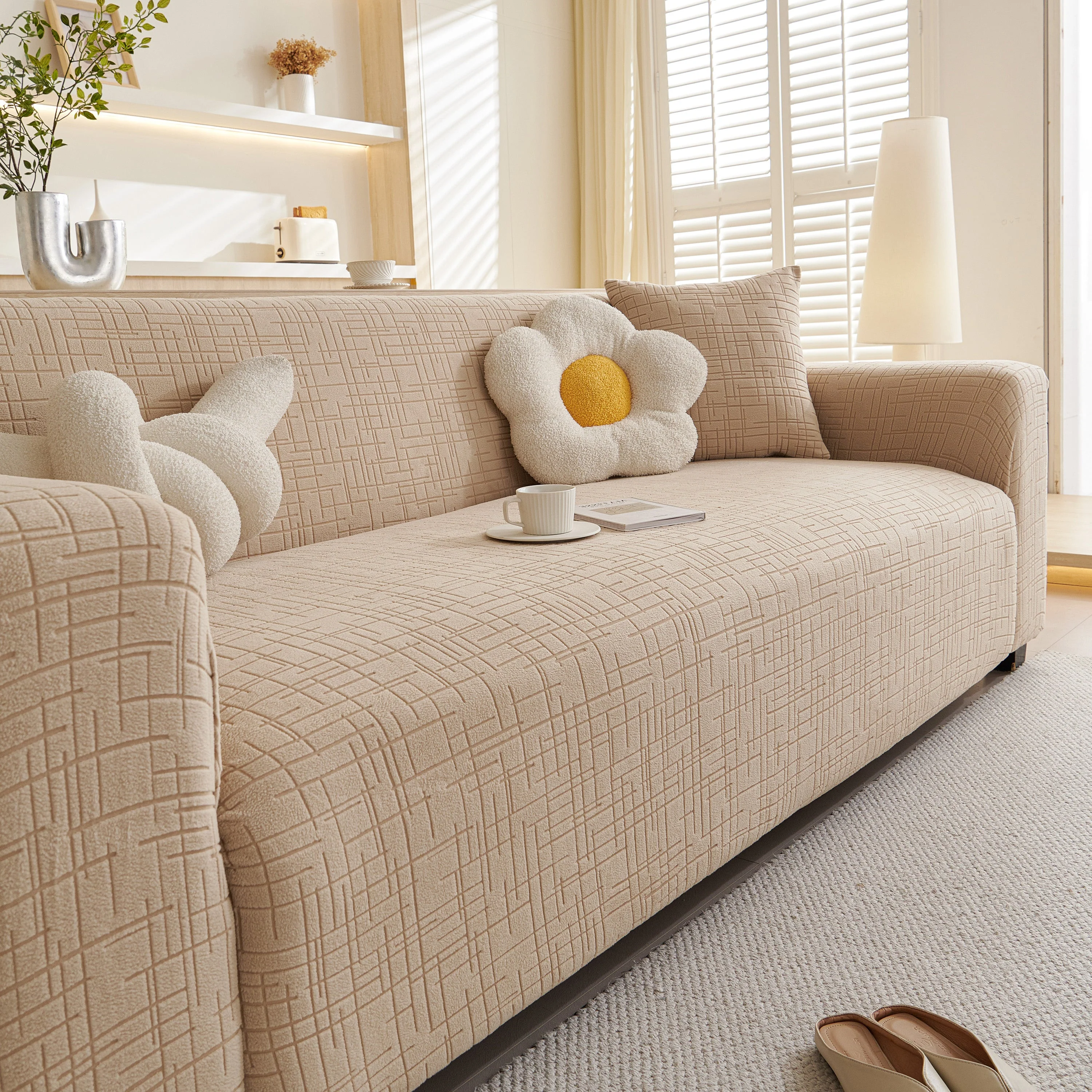Embossed Lines Couch Covers Stretchable Non-Slip & Washable Sofa Slipcovers - Image 73