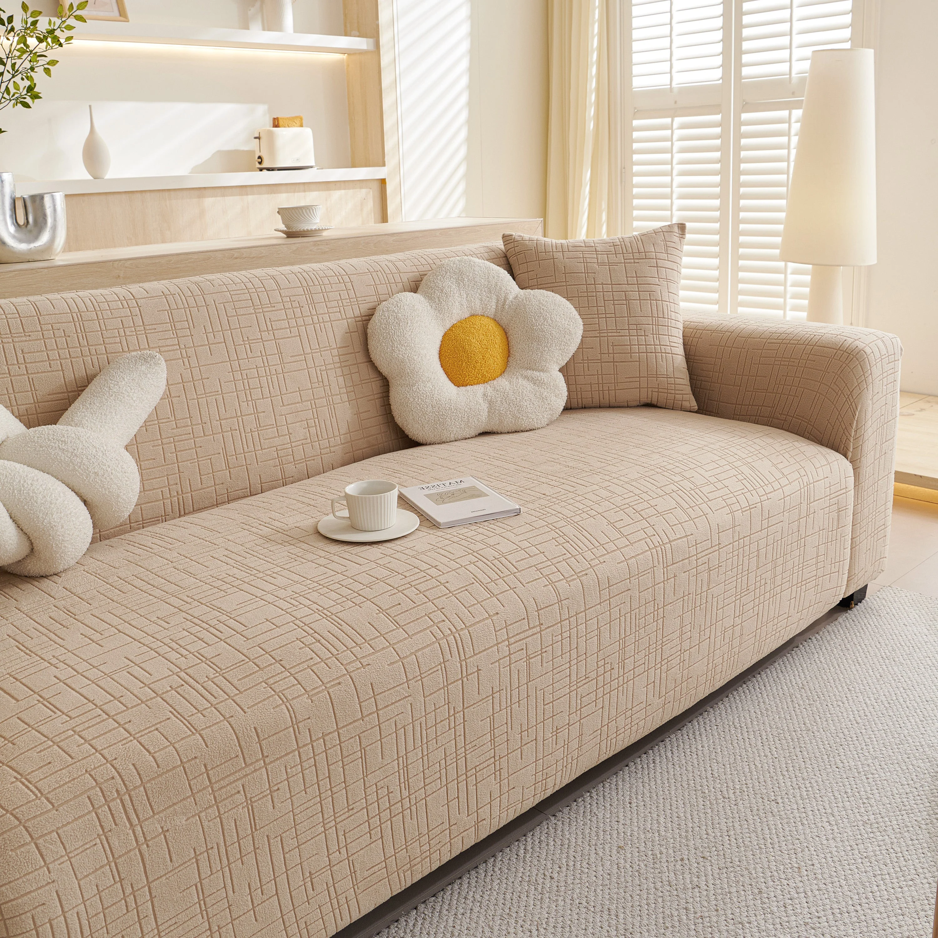 Embossed Lines Couch Covers Stretchable Non-Slip & Washable Sofa Slipcovers - Image 74