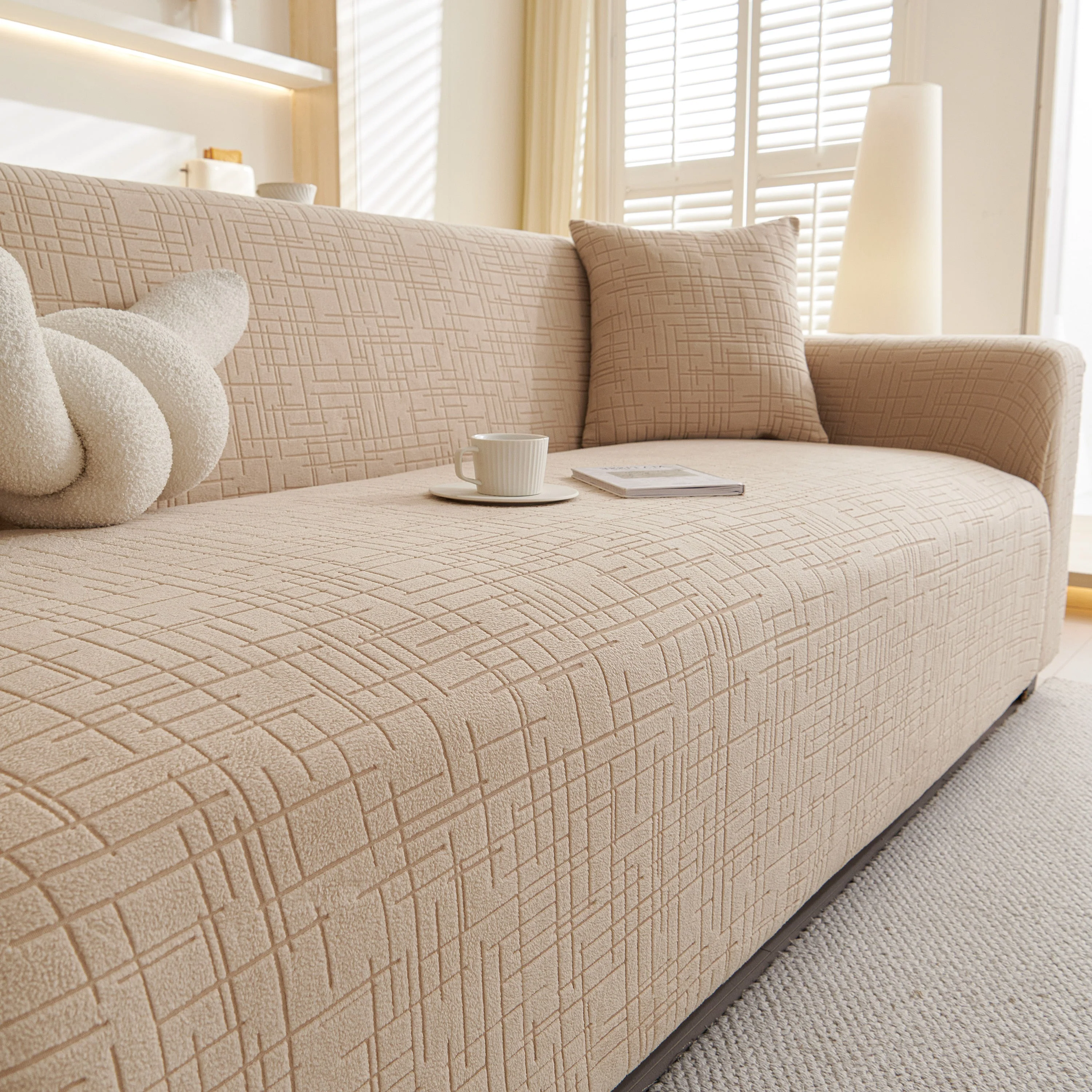 Embossed Lines Couch Covers Stretchable Non-Slip & Washable Sofa Slipcovers - Image 76