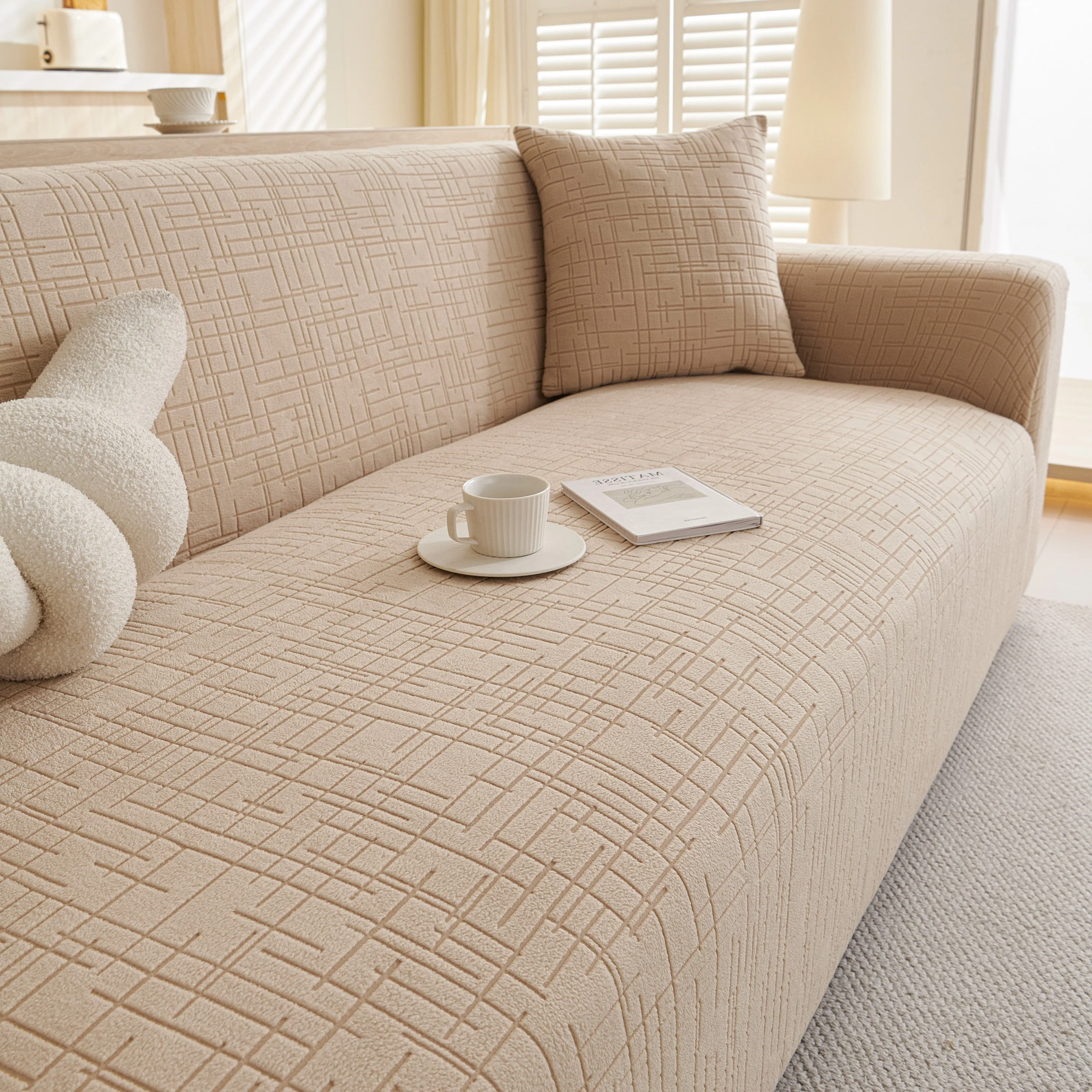 Embossed Lines Couch Covers Stretchable Non-Slip & Washable Sofa Slipcovers - Image 77