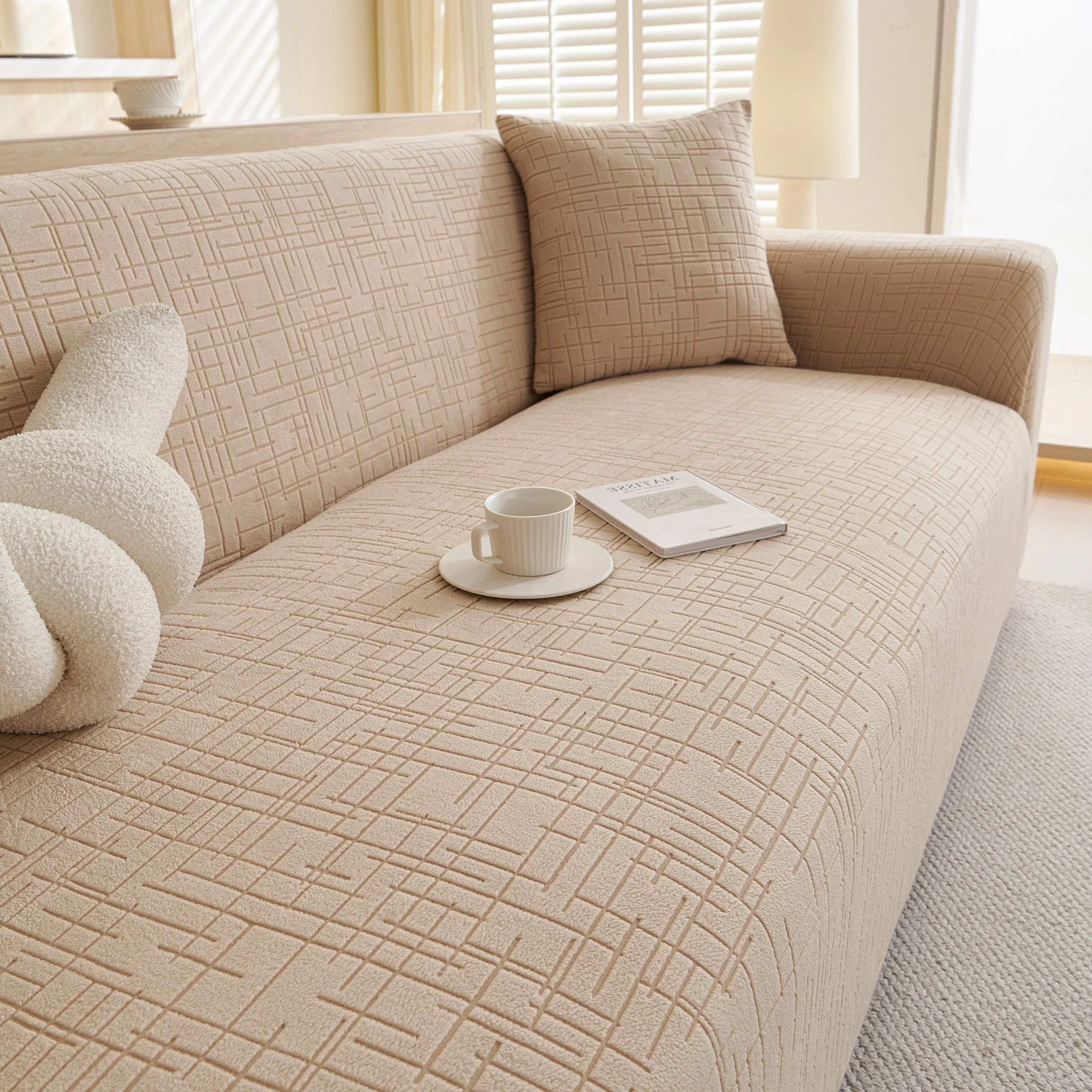 Embossed Lines Couch Covers Stretchable Non-Slip & Washable Sofa Slipcovers - Image 78