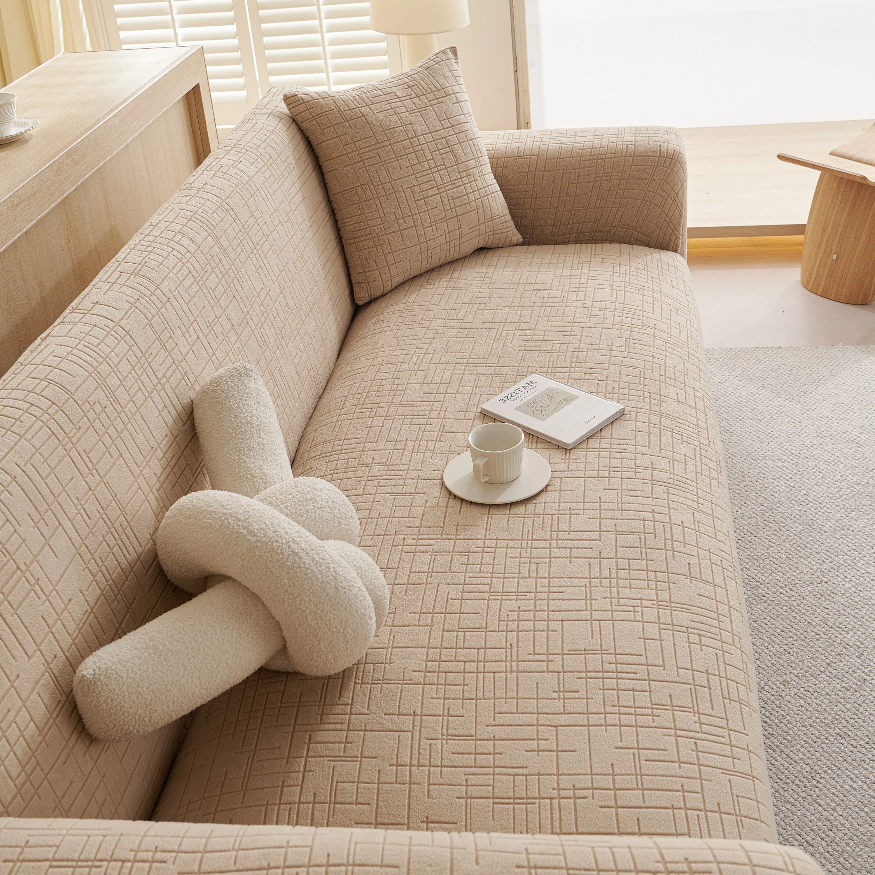 Embossed Lines Couch Covers Stretchable Non-Slip & Washable Sofa Slipcovers - Image 81