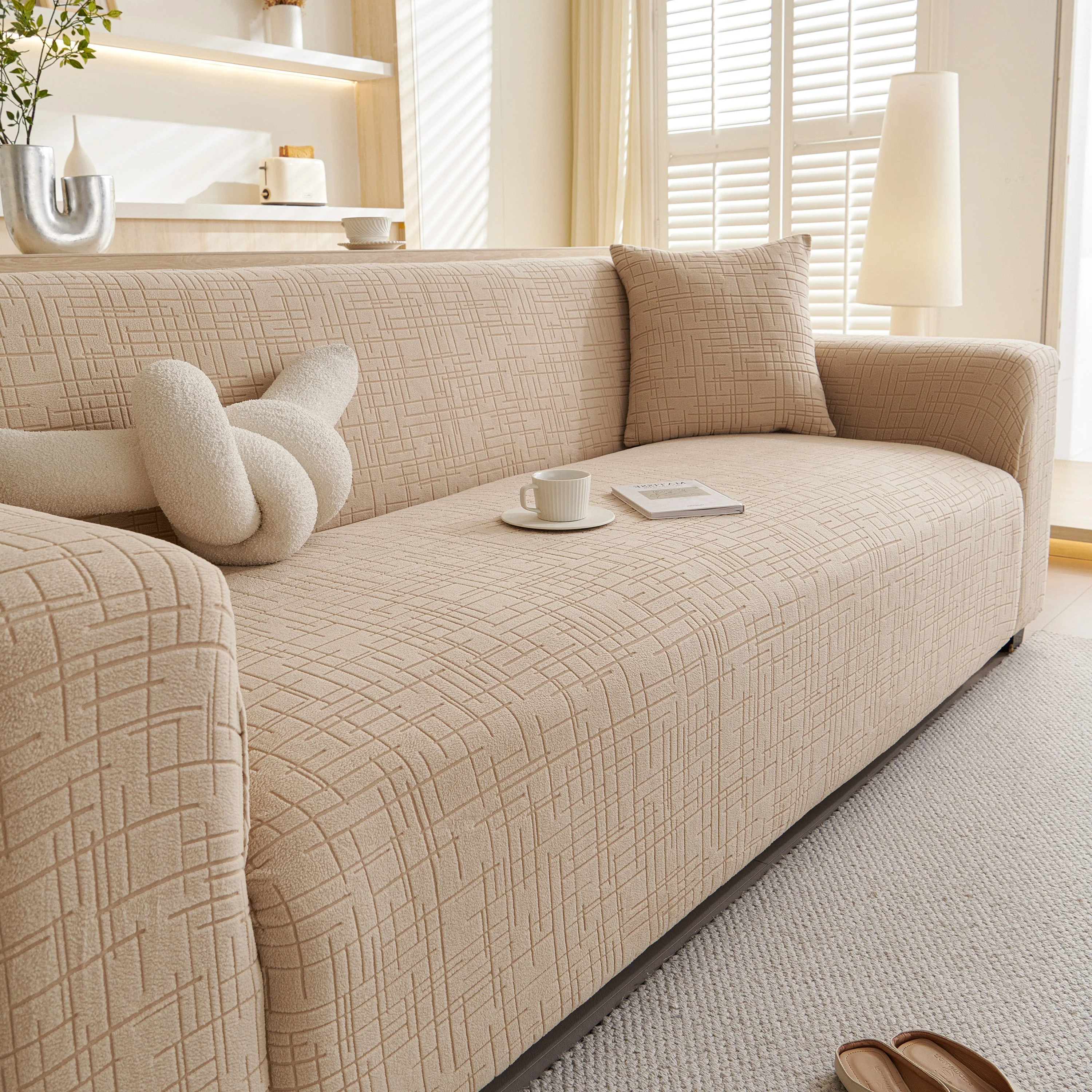 Embossed Lines Couch Covers Stretchable Non-Slip & Washable Sofa Slipcovers - Image 82