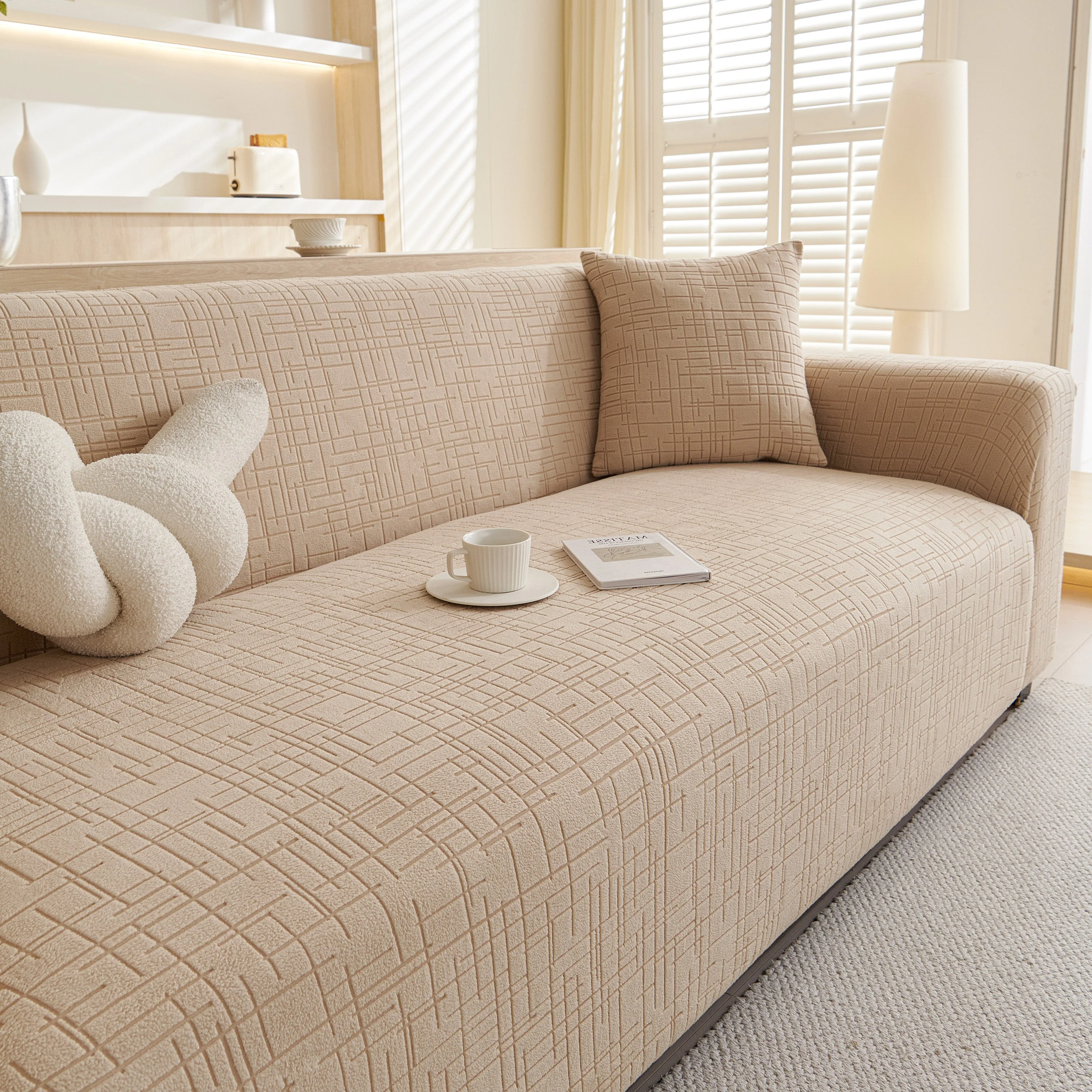 Embossed Lines Couch Covers Stretchable Non-Slip & Washable Sofa Slipcovers - Image 83