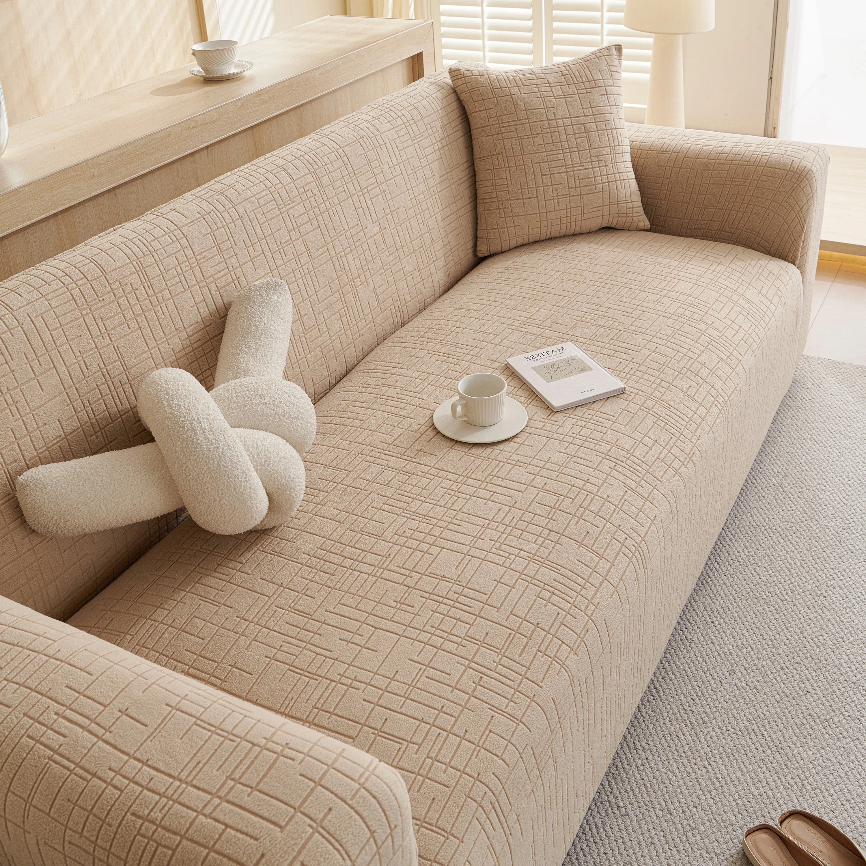 Embossed Lines Couch Covers Stretchable Non-Slip & Washable Sofa Slipcovers - Image 85