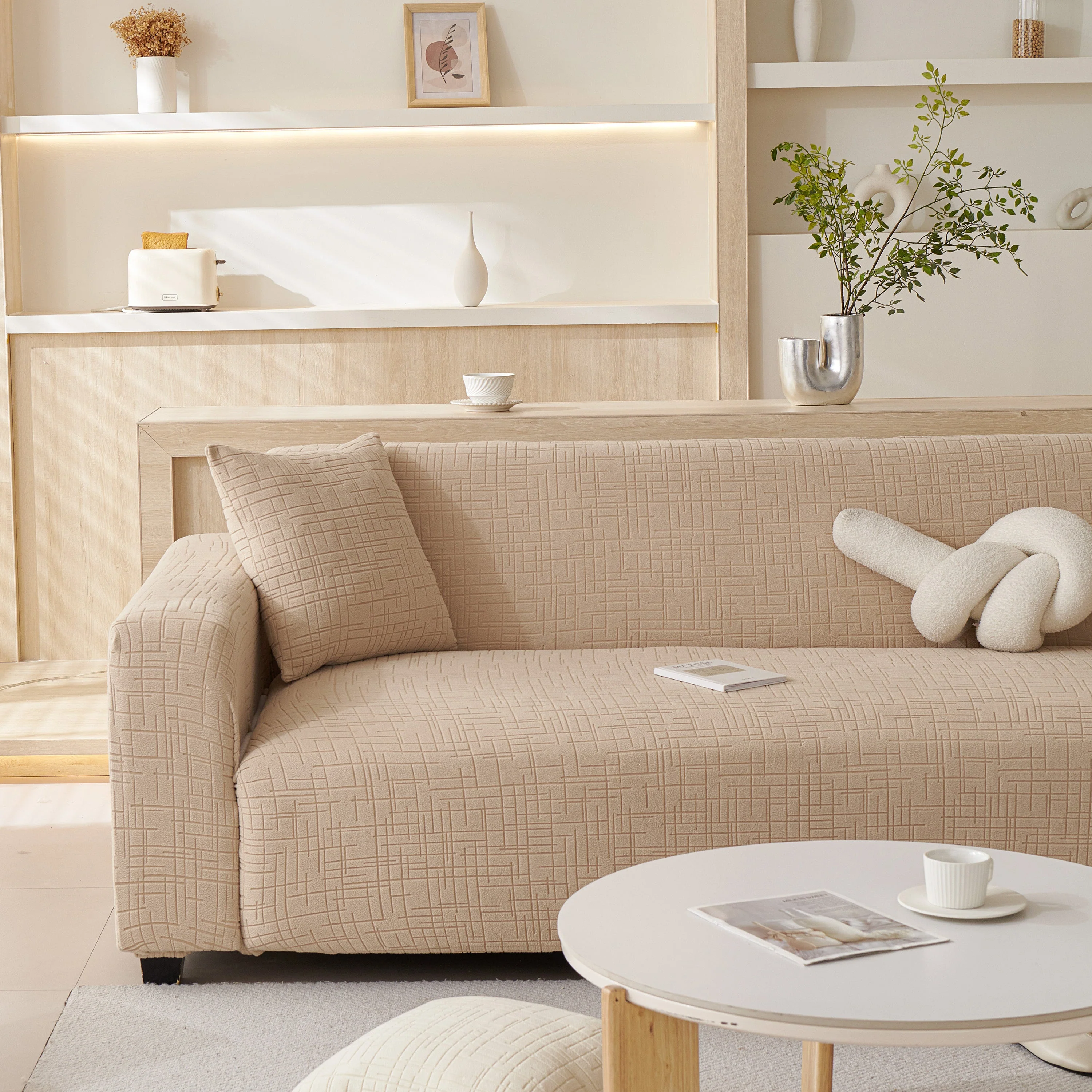 Embossed Lines Couch Covers Stretchable Non-Slip & Washable Sofa Slipcovers - Image 86
