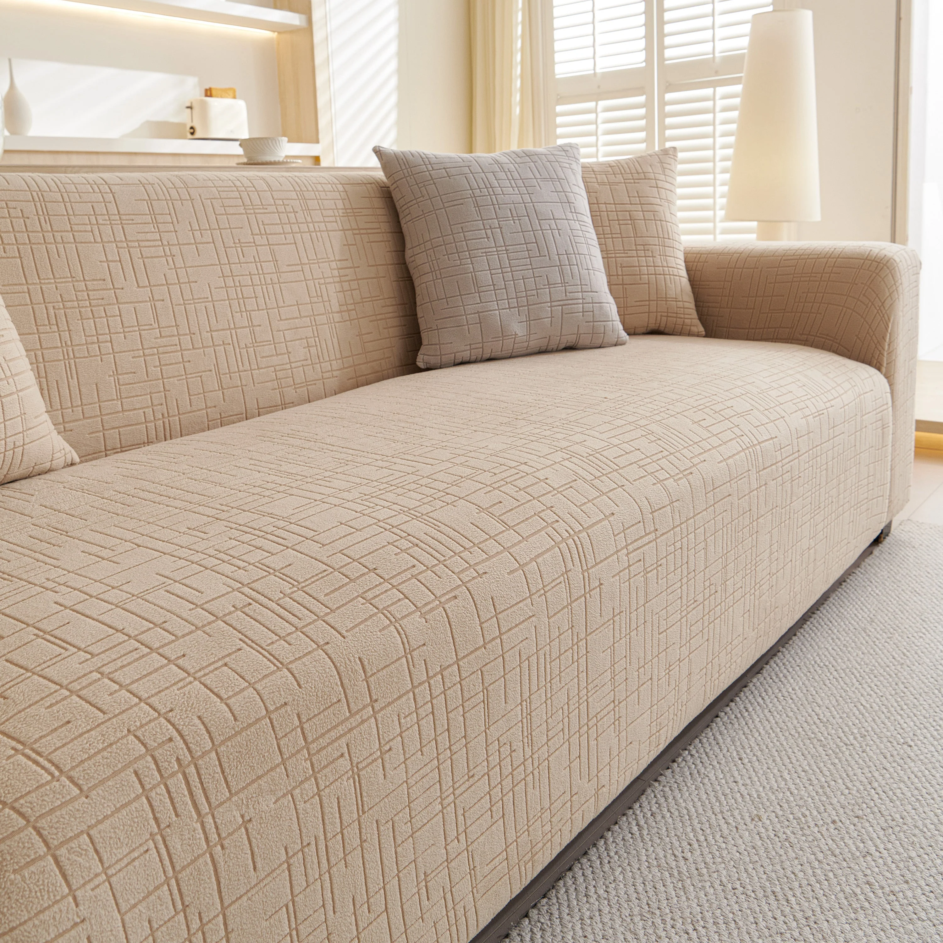 Embossed Lines Couch Covers Stretchable Non-Slip & Washable Sofa Slipcovers - Image 87