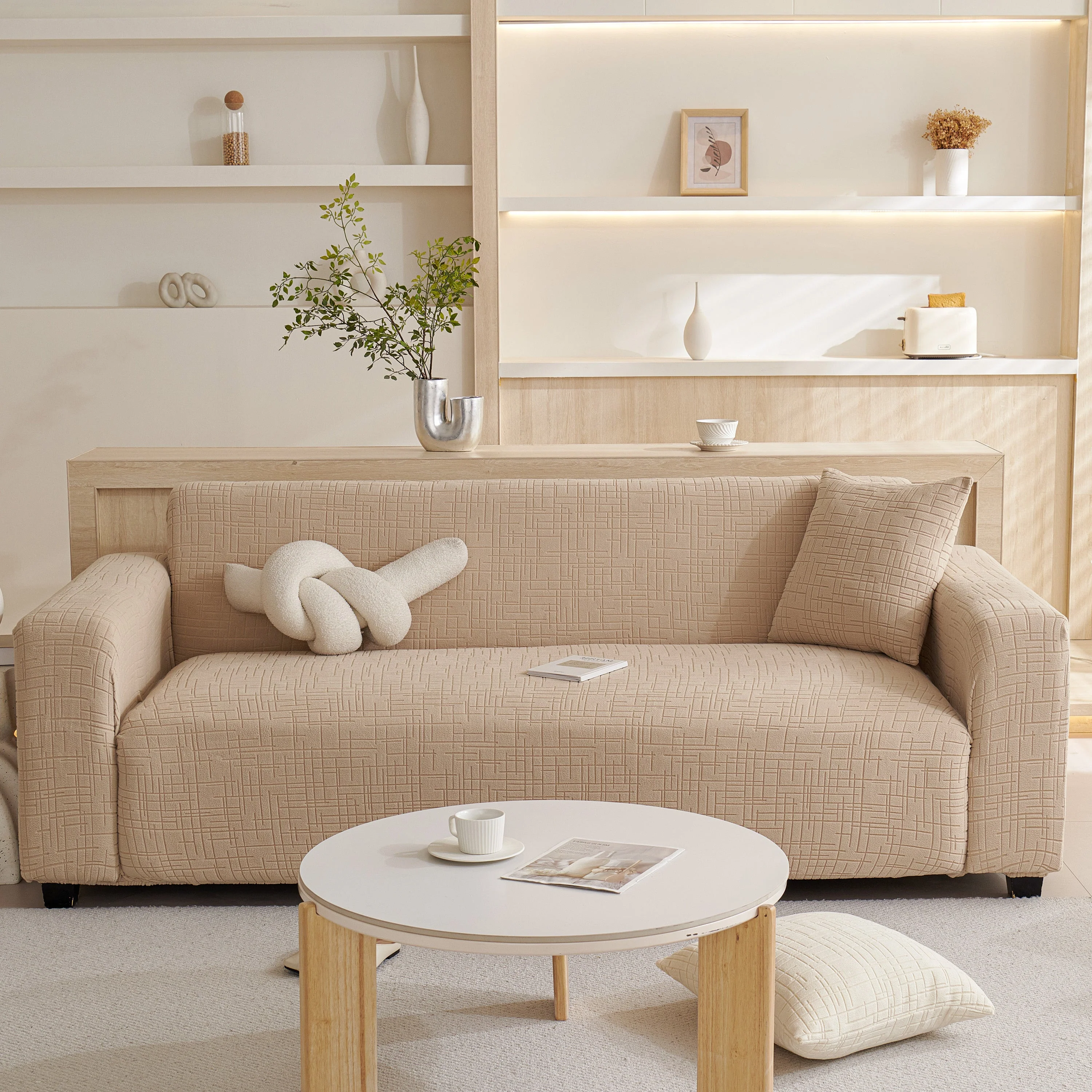 Embossed Lines Couch Covers Stretchable Non-Slip & Washable Sofa Slipcovers - Image 88