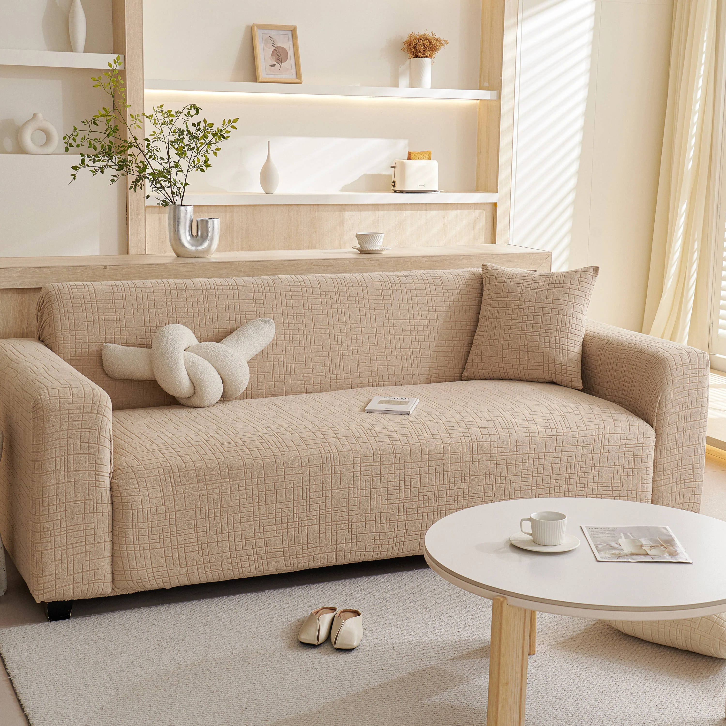 Embossed Lines Couch Covers Stretchable Non-Slip & Washable Sofa Slipcovers - Image 89