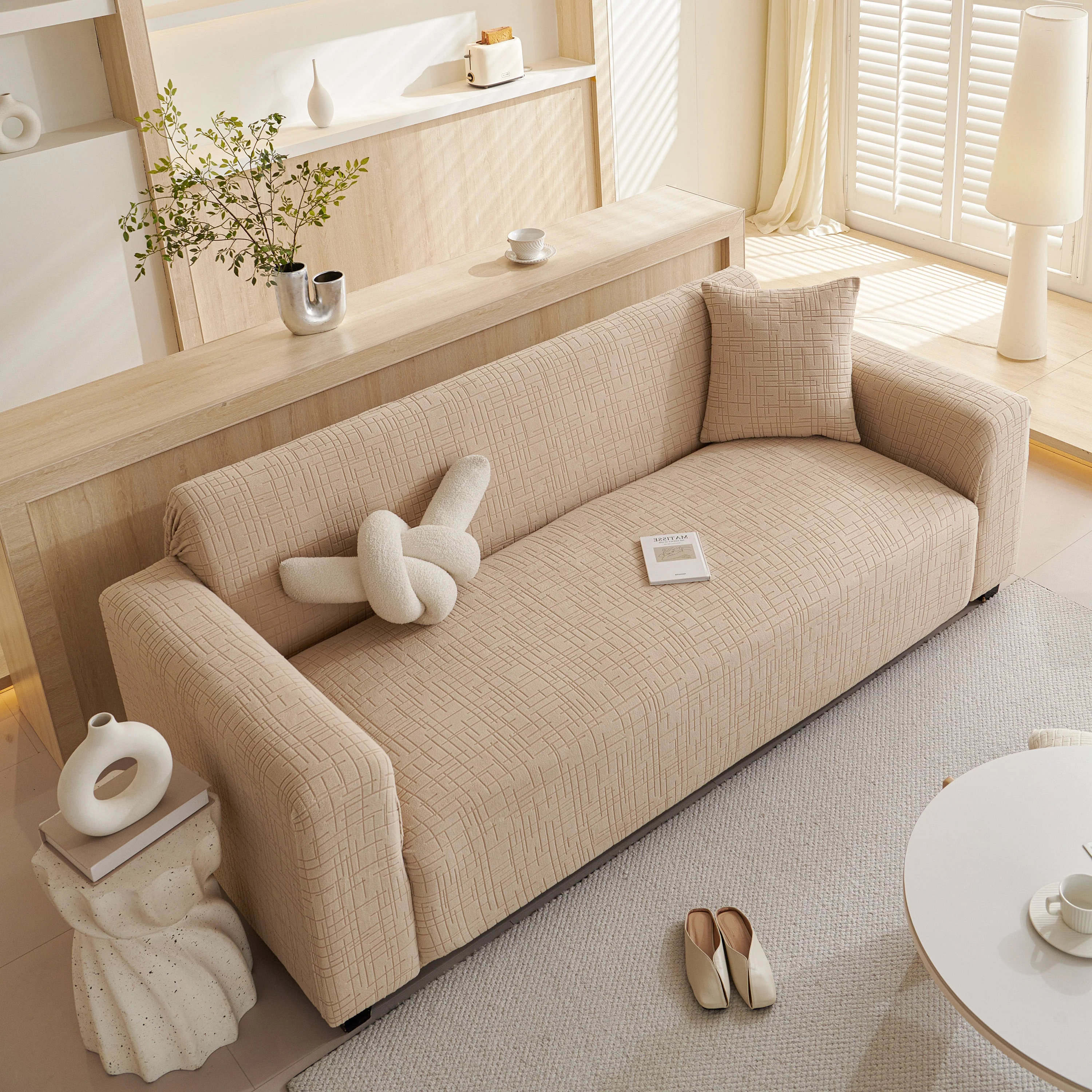 Embossed Lines Couch Covers Stretchable Non-Slip & Washable Sofa Slipcovers - Image 90