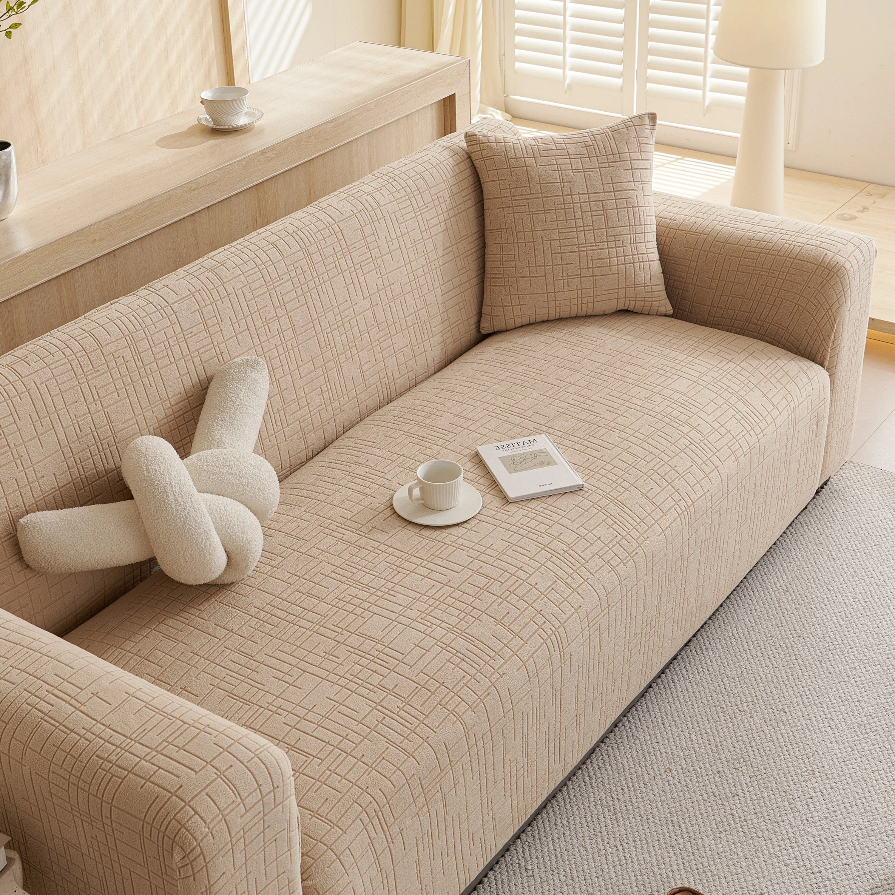 Embossed Lines Couch Covers Stretchable Non-Slip & Washable Sofa Slipcovers - Image 94