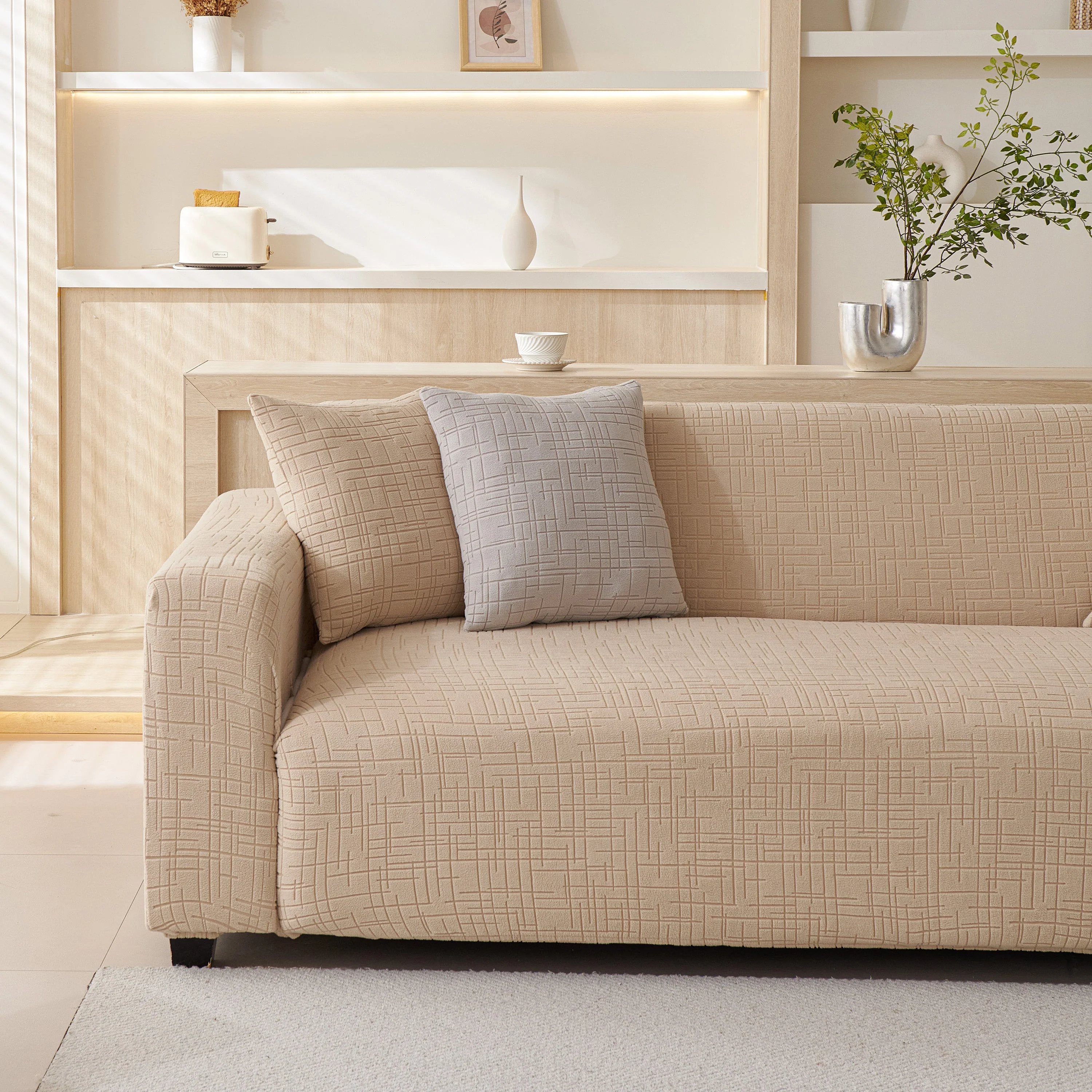 Embossed Lines Couch Covers Stretchable Non-Slip & Washable Sofa Slipcovers - Image 96