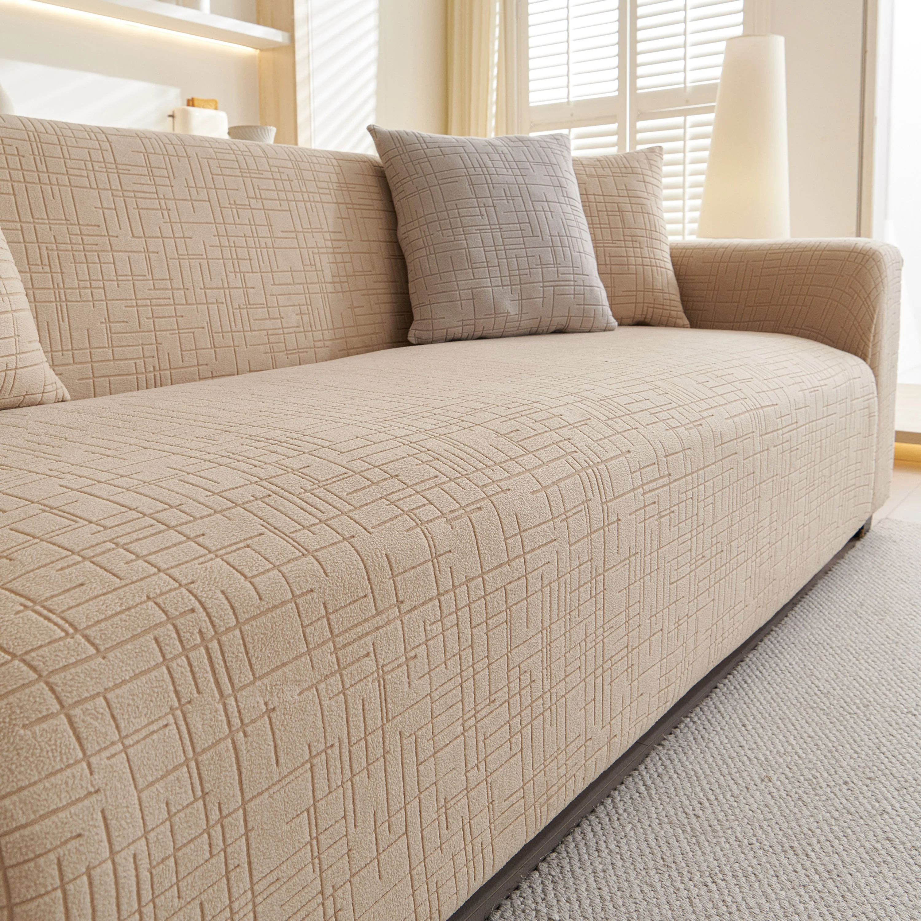 Embossed Lines Couch Covers Stretchable Non-Slip & Washable Sofa Slipcovers - Image 97