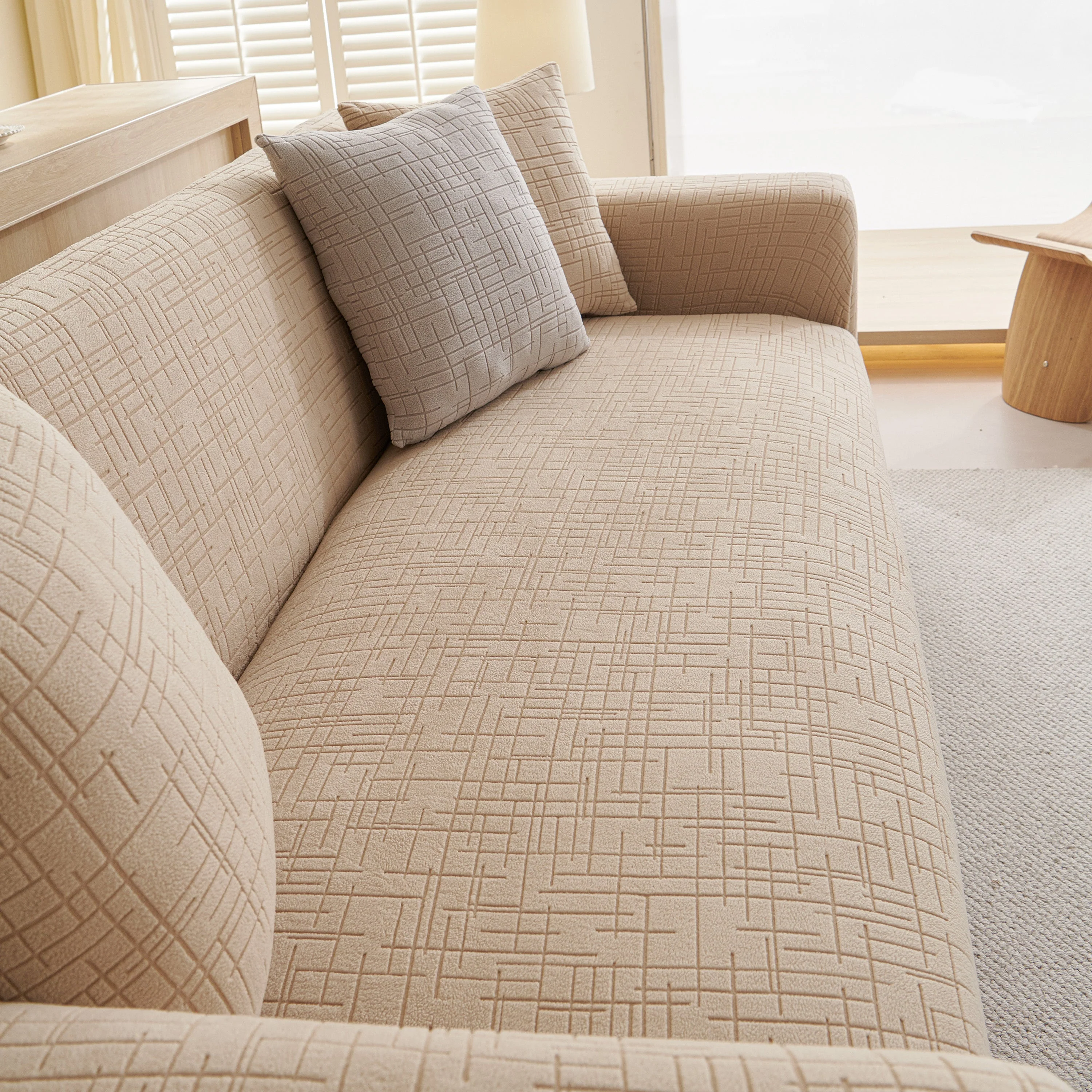 Embossed Lines Couch Covers Stretchable Non-Slip & Washable Sofa Slipcovers - Image 98