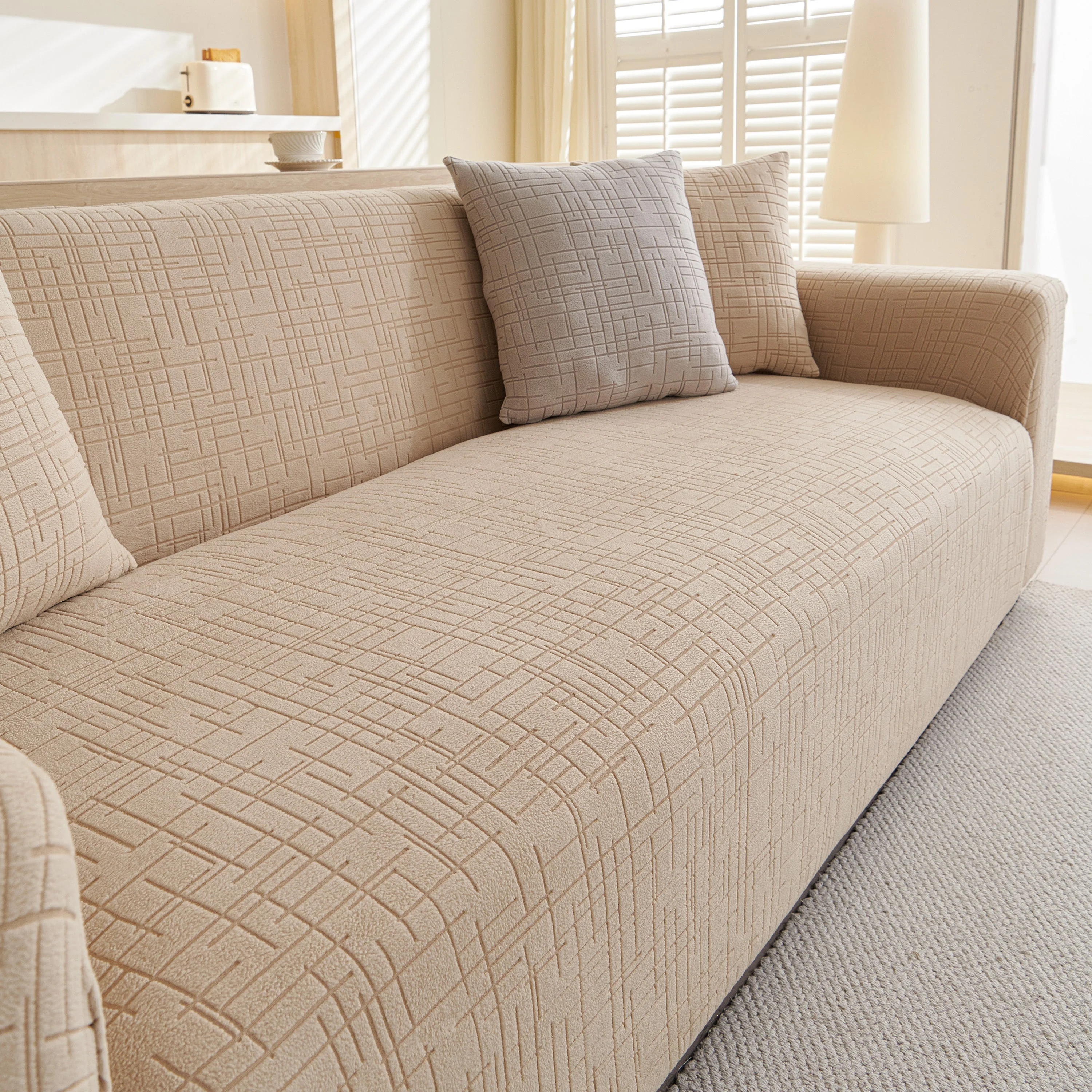 Embossed Lines Couch Covers Stretchable Non-Slip & Washable Sofa Slipcovers - Image 99