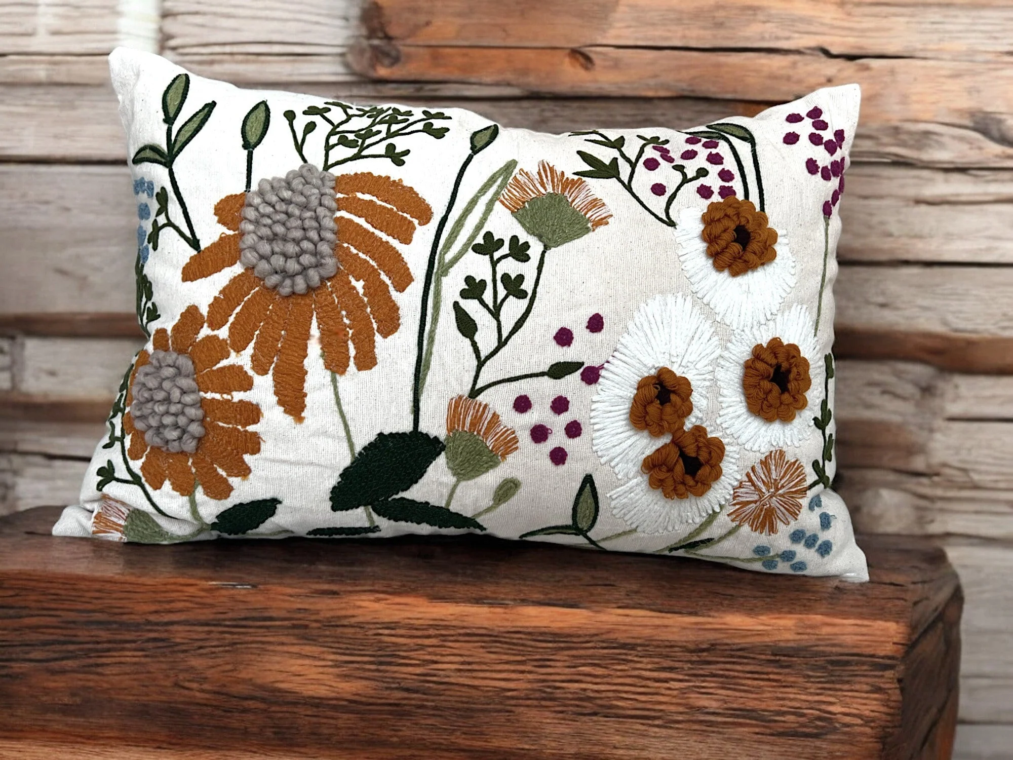 16" x 24" Oversized Floral Embroidered Throw Pillow Cover Sham - Image 7
