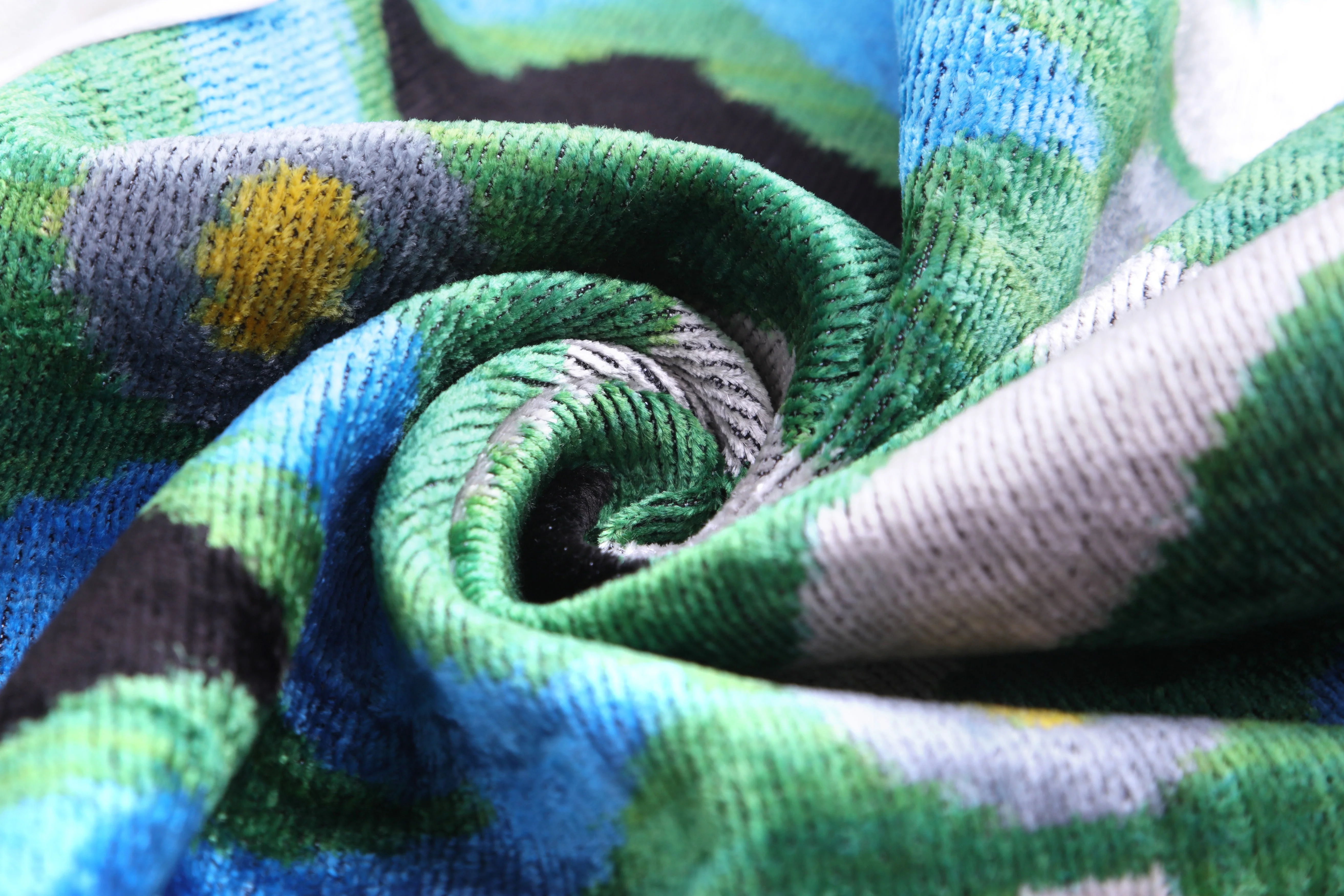 Emerald & Blue Geometric Velvet Pillow – 16x16” | Handmade Luxe - Image 7