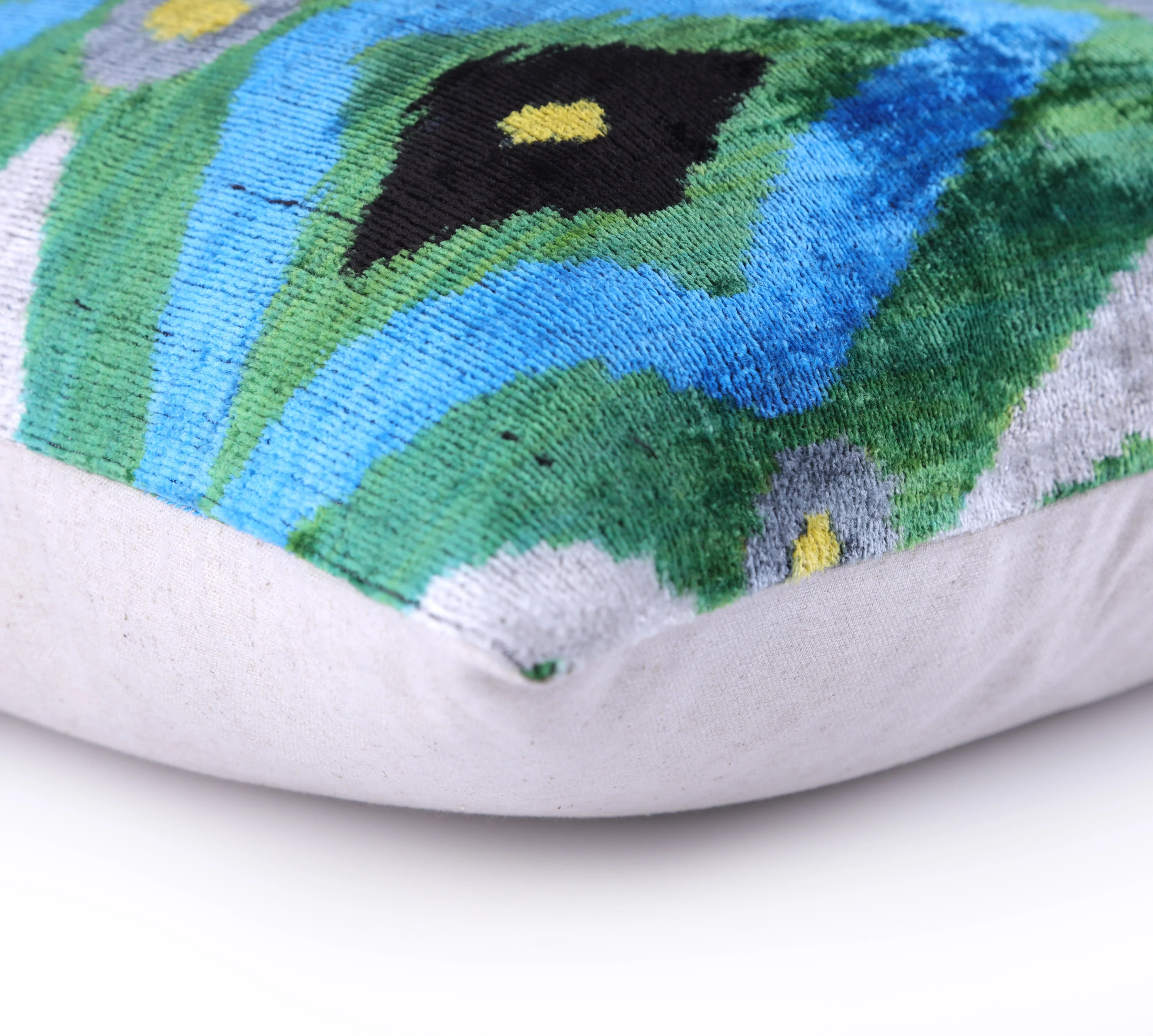 Emerald & Blue Geometric Velvet Pillow – 16x16” | Handmade Luxe - Image 8