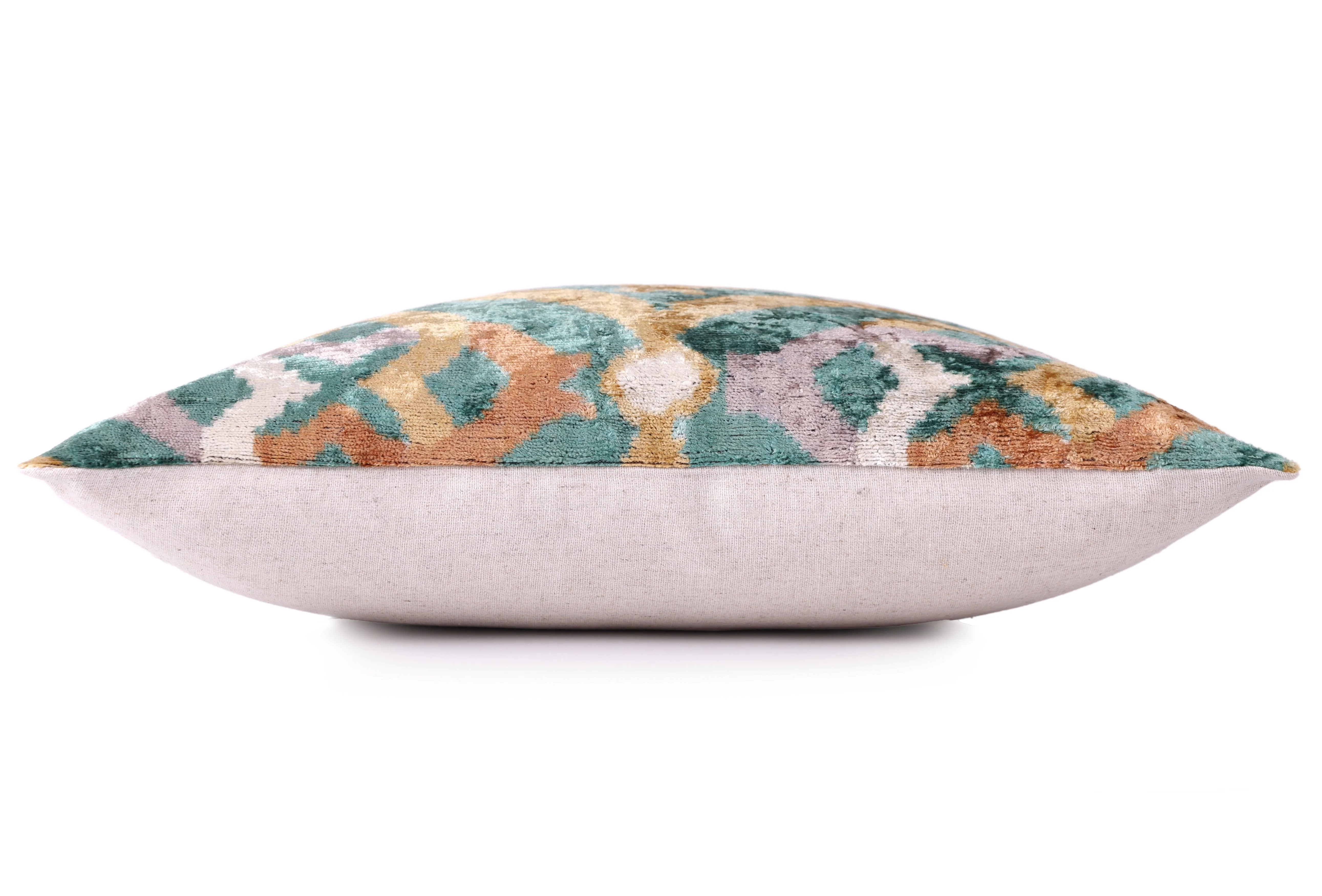 Emerald Gold Ikat Velvet Pillow – 16x16 in - Image 3