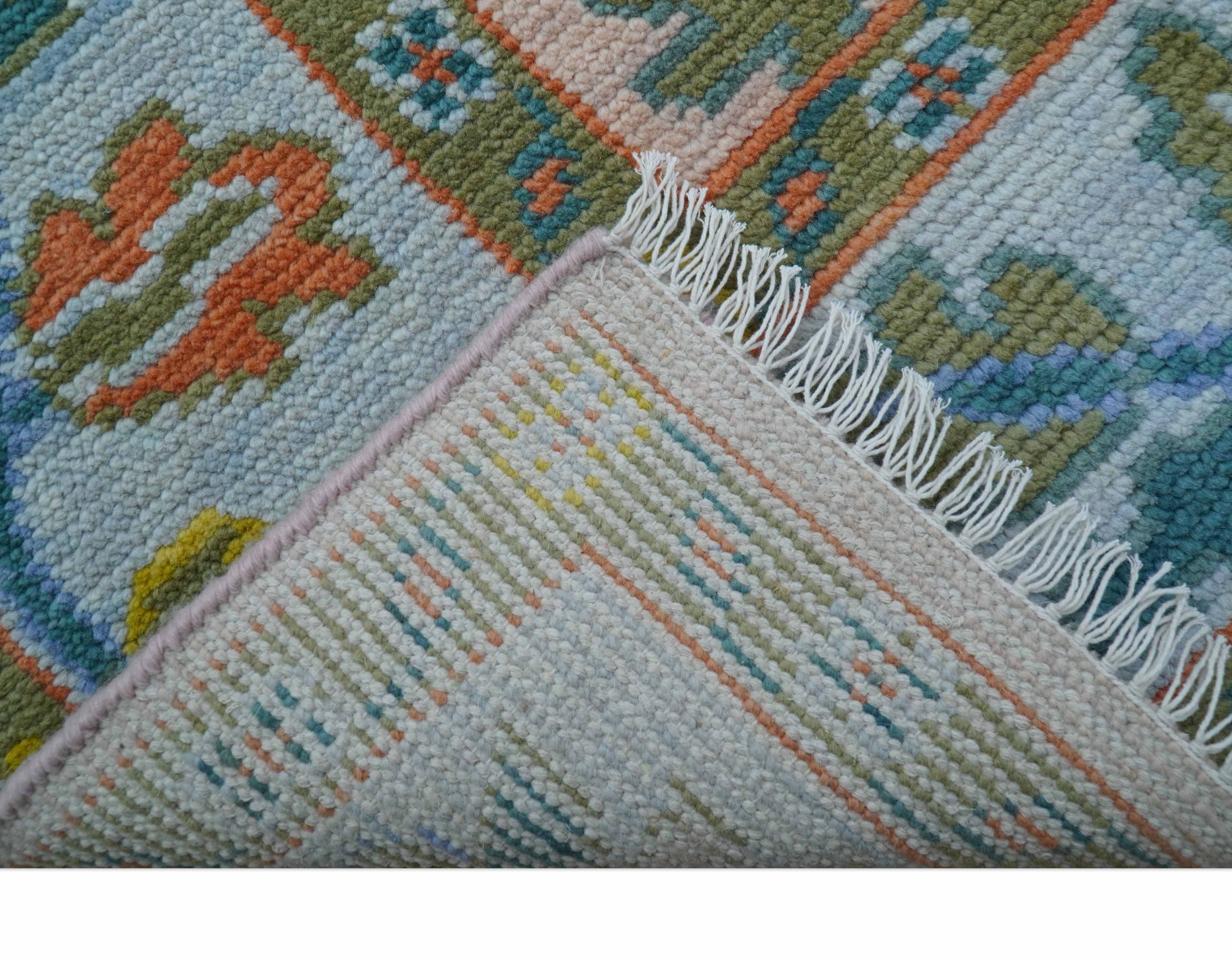 Emmy Custom Made Traditional Design Peach Hand Knotted Wool Rug - Image 7