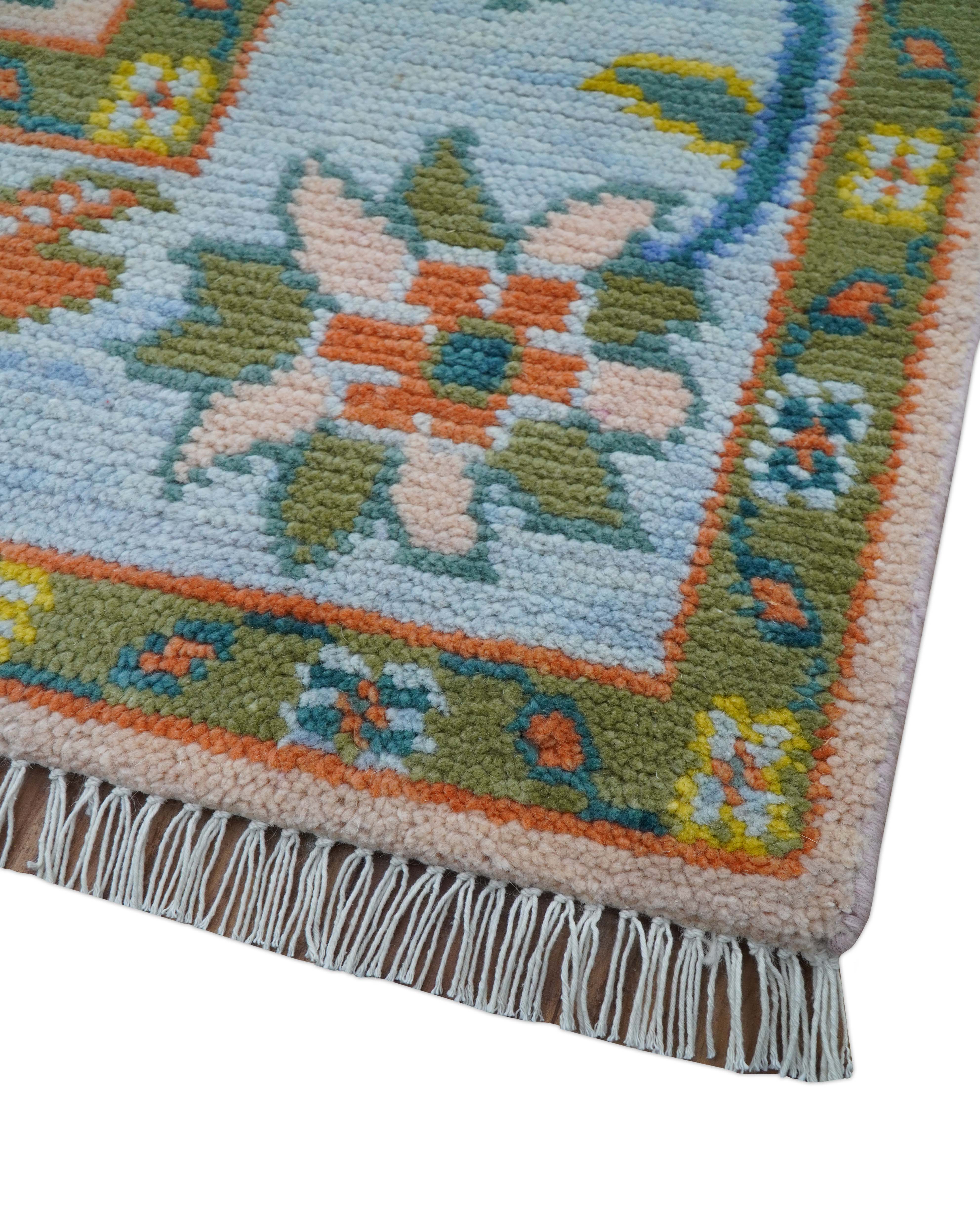 Emmy Custom Made Traditional Design Peach Hand Knotted Wool Rug - Image 8