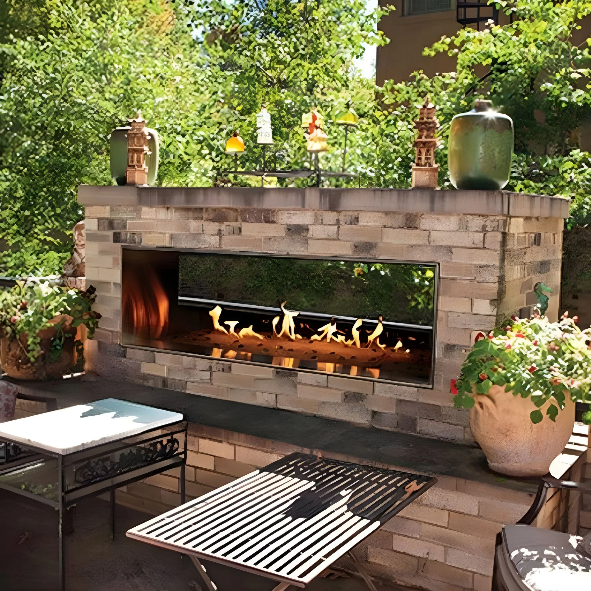 Empire Comfort Systems Carol Rose Coastal Natural Gas Outdoor Linear See Through Fireplace [OLL48/60SP12SN] (SAK39794) - Image 3