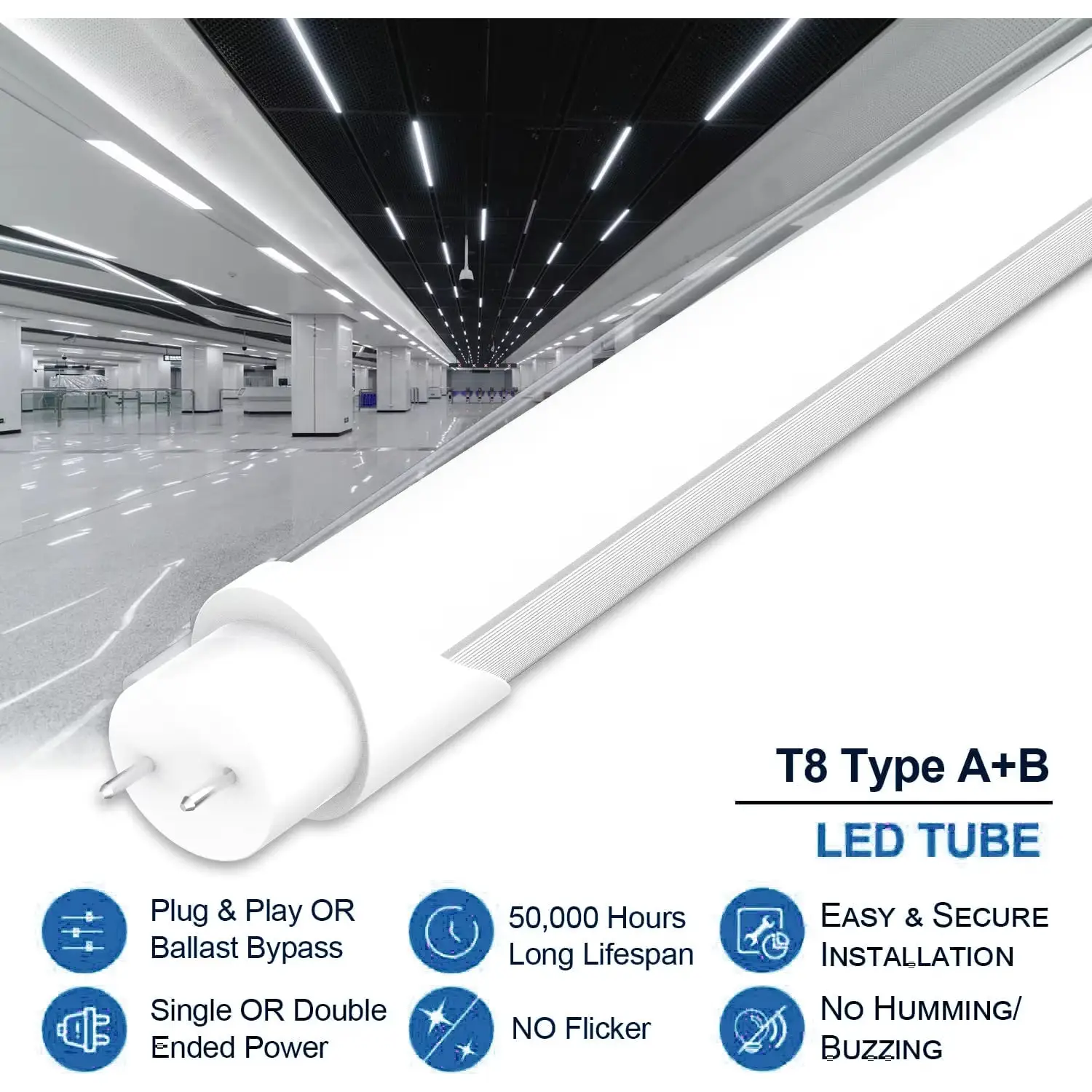 Energy-Efficient LED Light Tubes - 5000K Daylight Brightness - Image 2