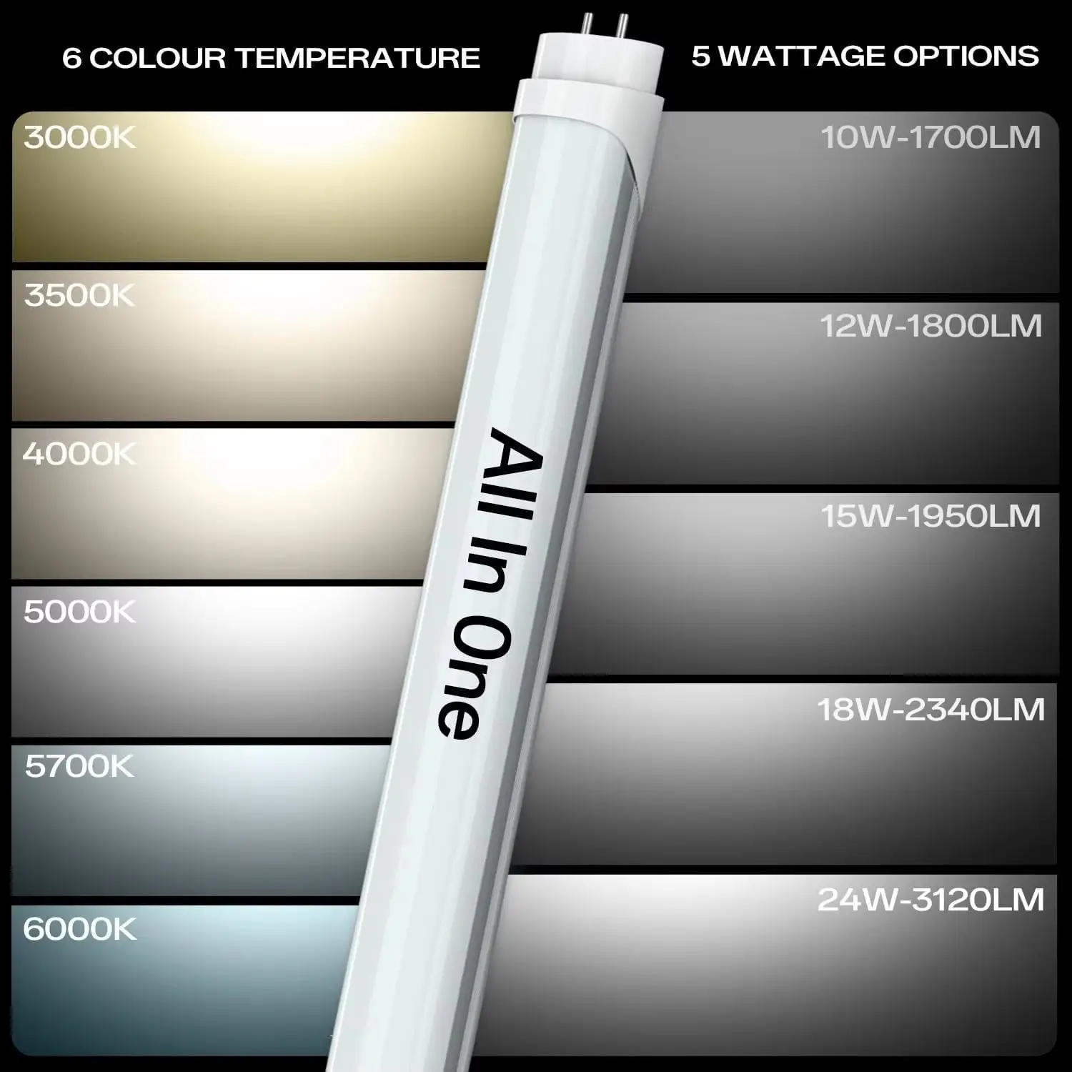 Energy-Efficient LED Light Tubes - 5000K Daylight Brightness - Image 3