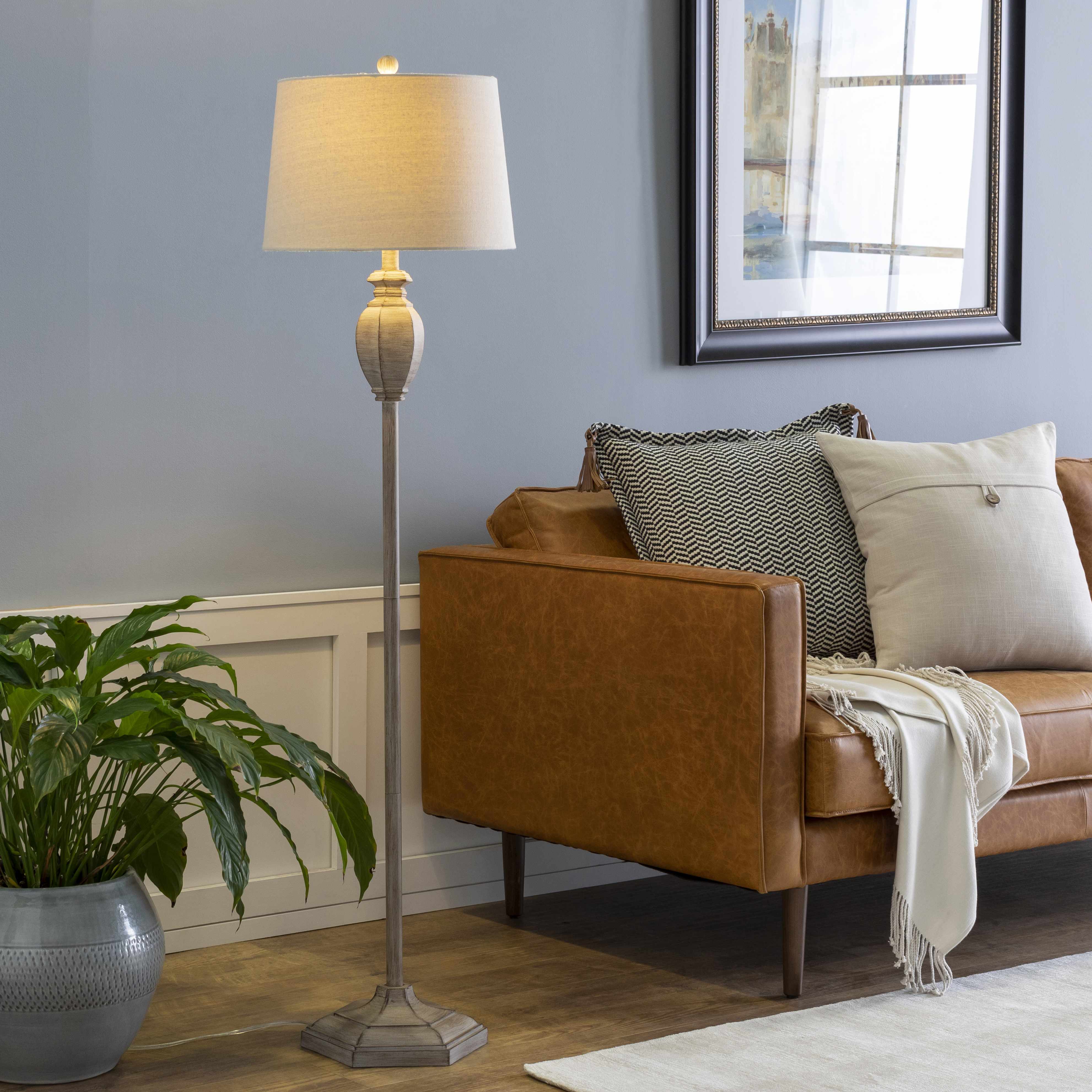 Esmeralda Resin Gray & Beige Floor Lamp - Image 2