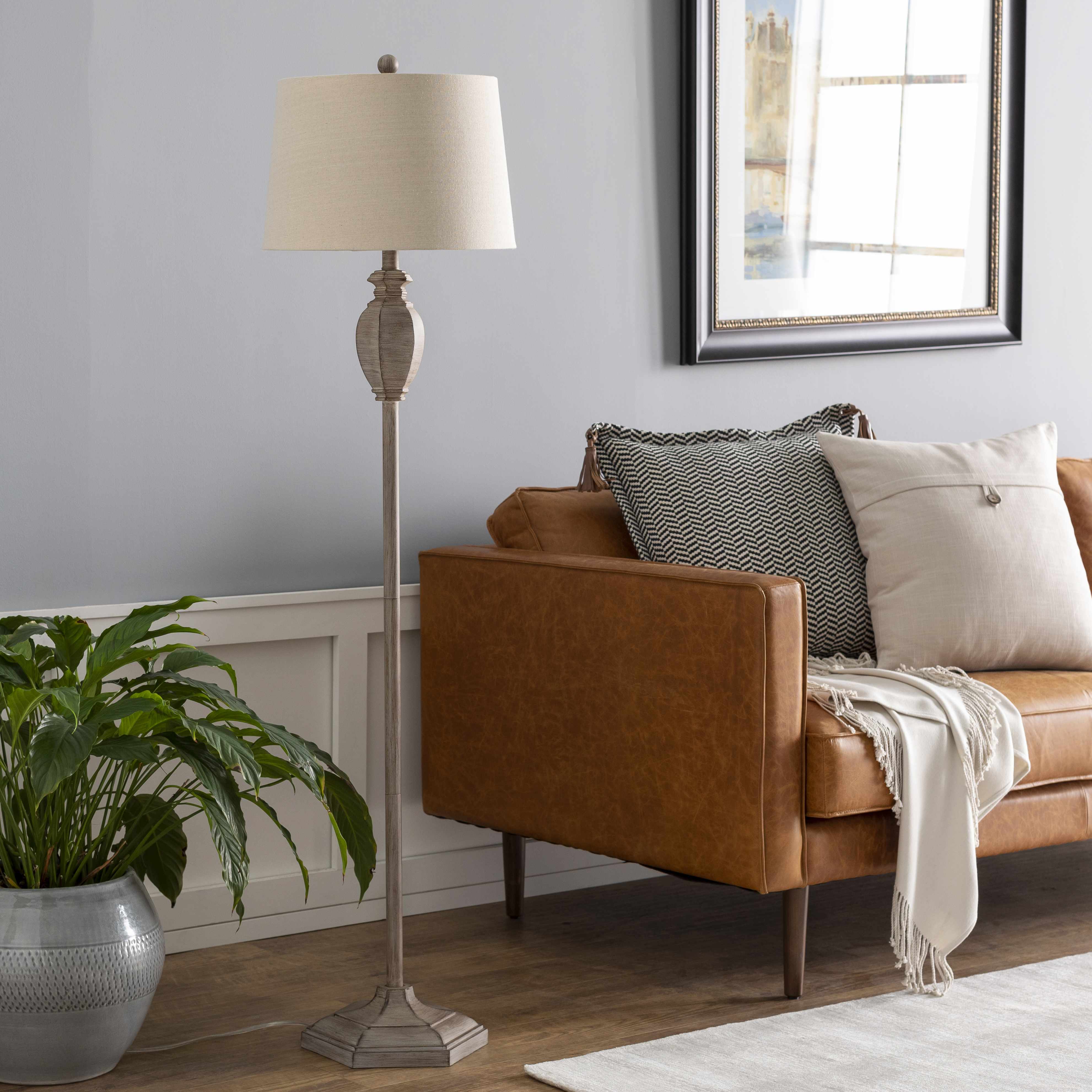 Esmeralda Resin Gray & Beige Floor Lamp - Image 3