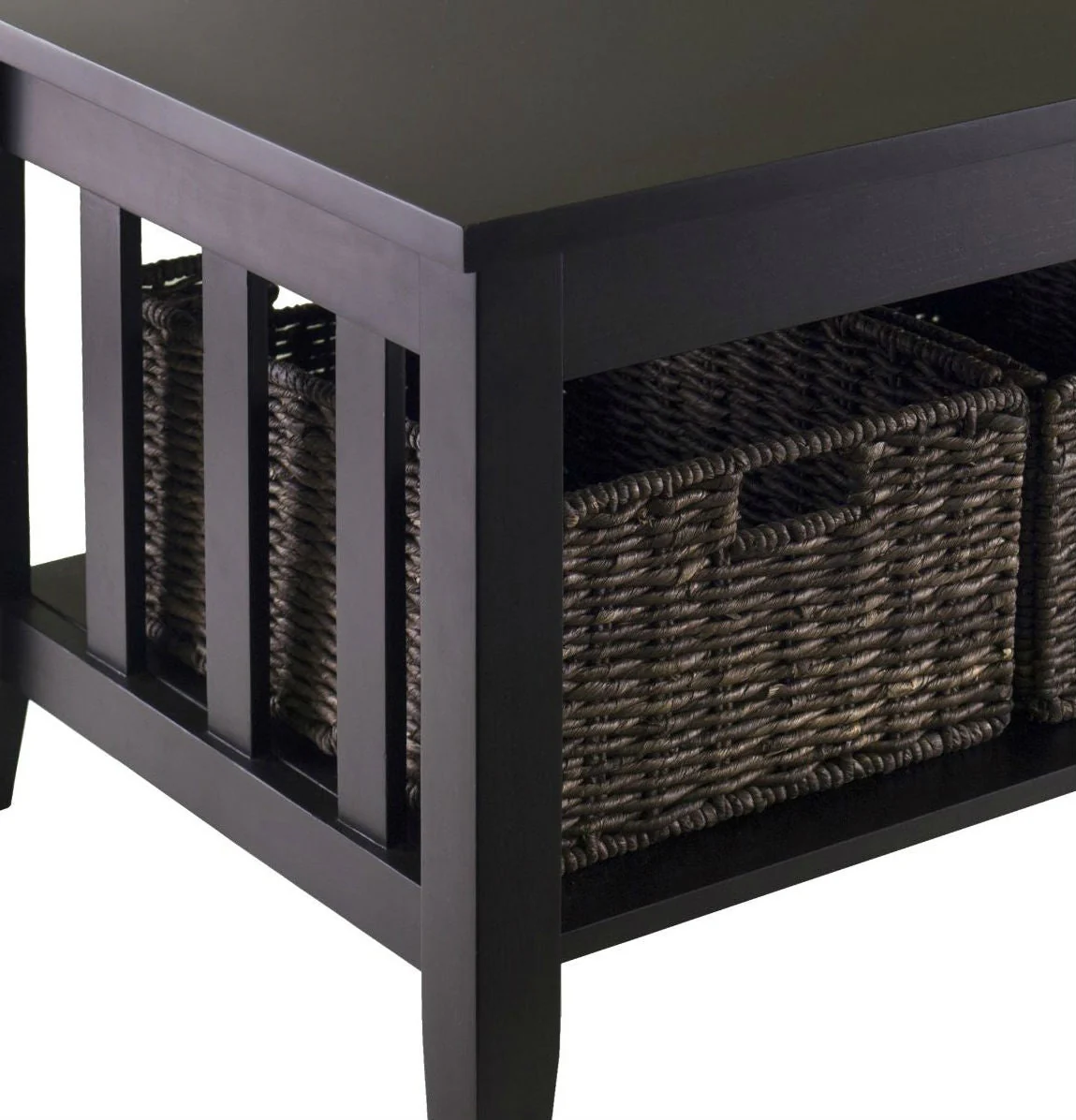 Espresso 2 Tier Coffee Occasional Table with 3 Storage Baskets - Image 3