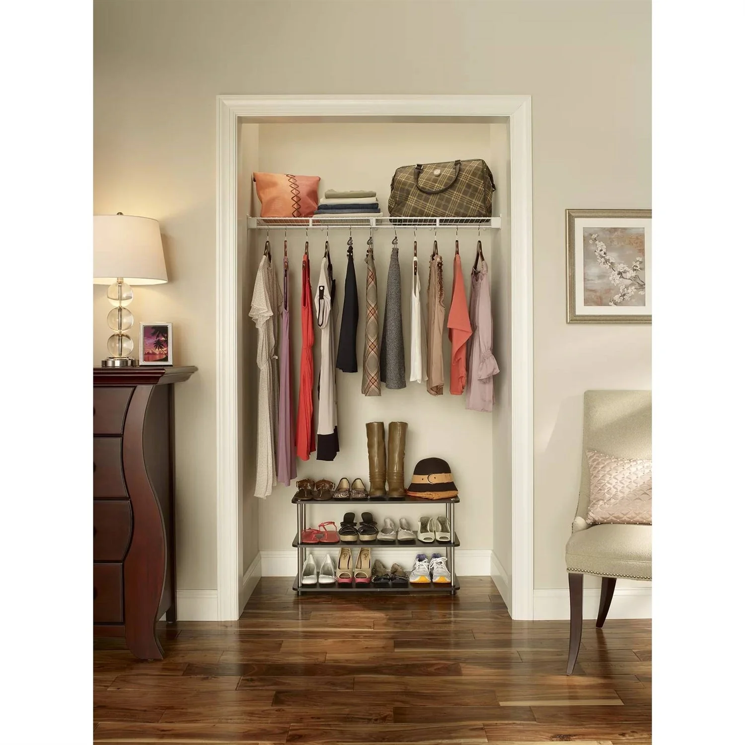 Espresso 3-Shelf Modern Shoe Rack - Holds up to 12 Pair of Shoes - Image 4