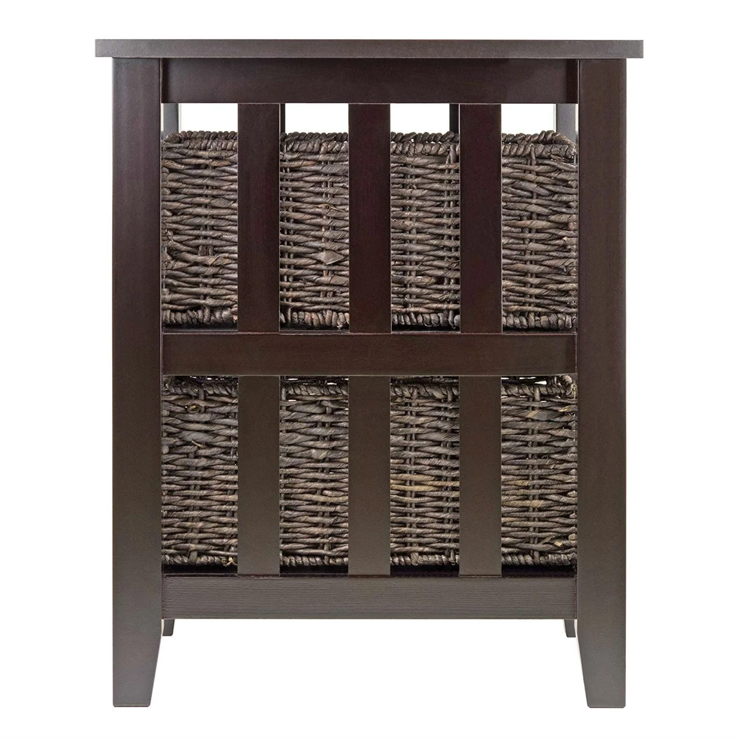 Espresso 3 Tier Bookcase Shelf Accent Table with 2 Small Storage Baskets - Image 3