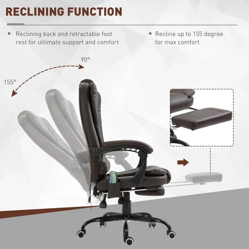 Espresso 7 Mode Vibrating High Back Executive Massage Adjustable Office Chair - Image 4