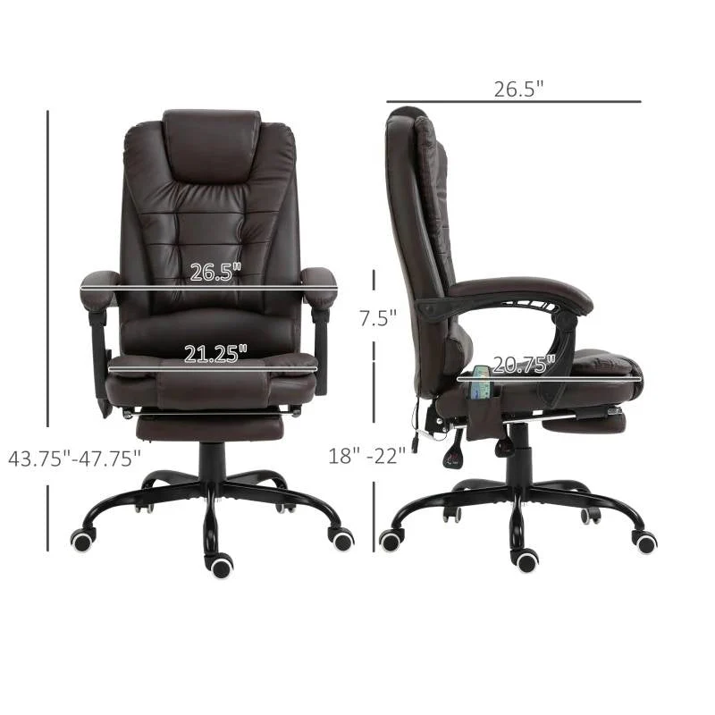 Espresso 7 Mode Vibrating High Back Executive Massage Adjustable Office Chair - Image 5