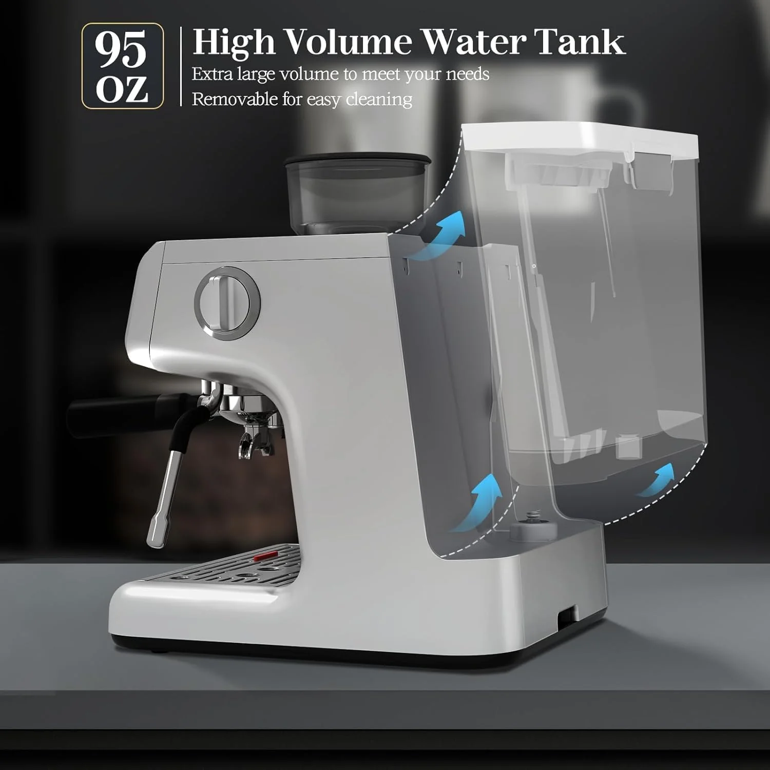Espresso Machine ,Semi-Automatic Coffee Maker with Bean Grinder and Milk Frother Steam Wand CM8050 - Image 14