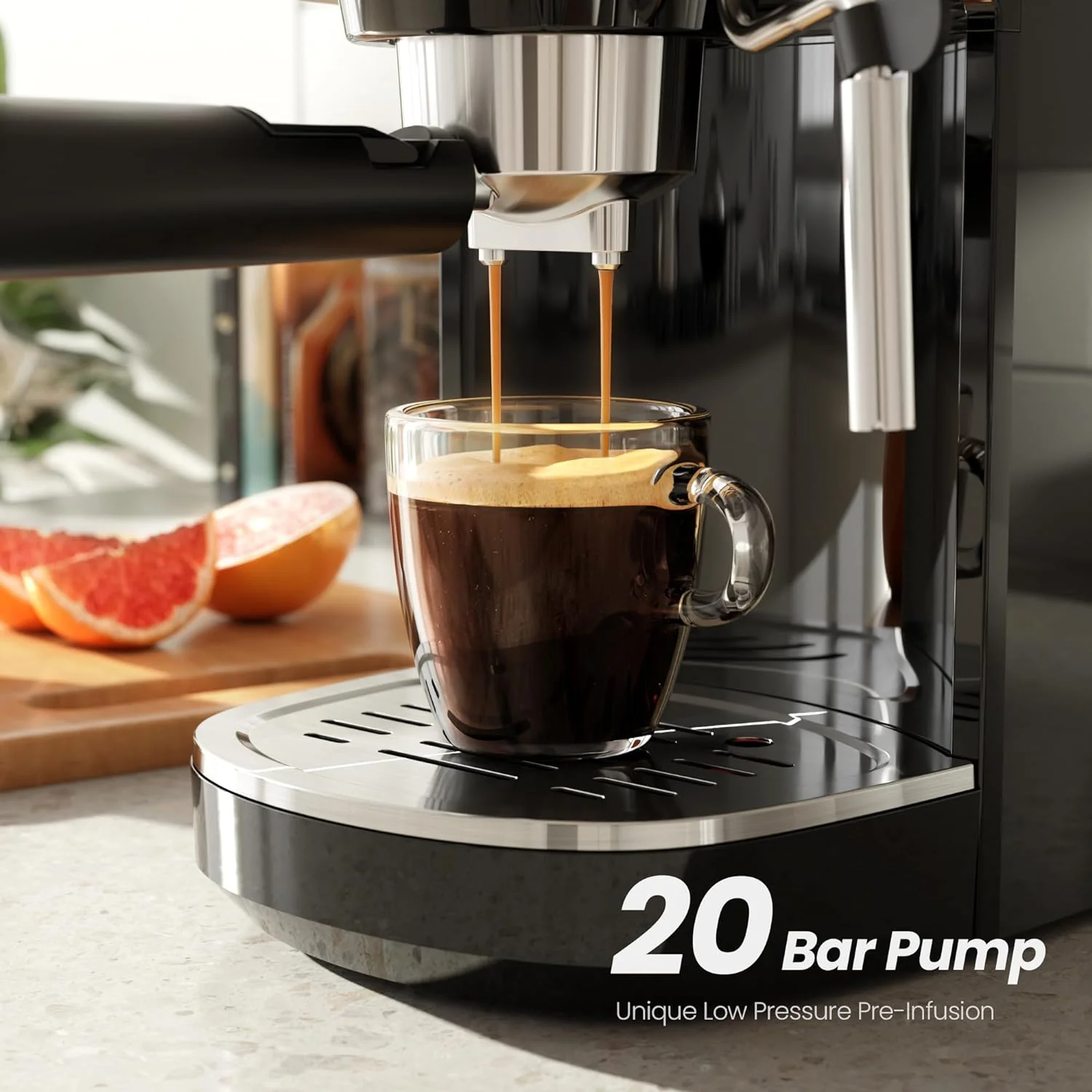 Espresso Machine ,Semi-Automatic Coffee Maker with Bean Grinder and Milk Frother Steam Wand CM8050 - Image 7