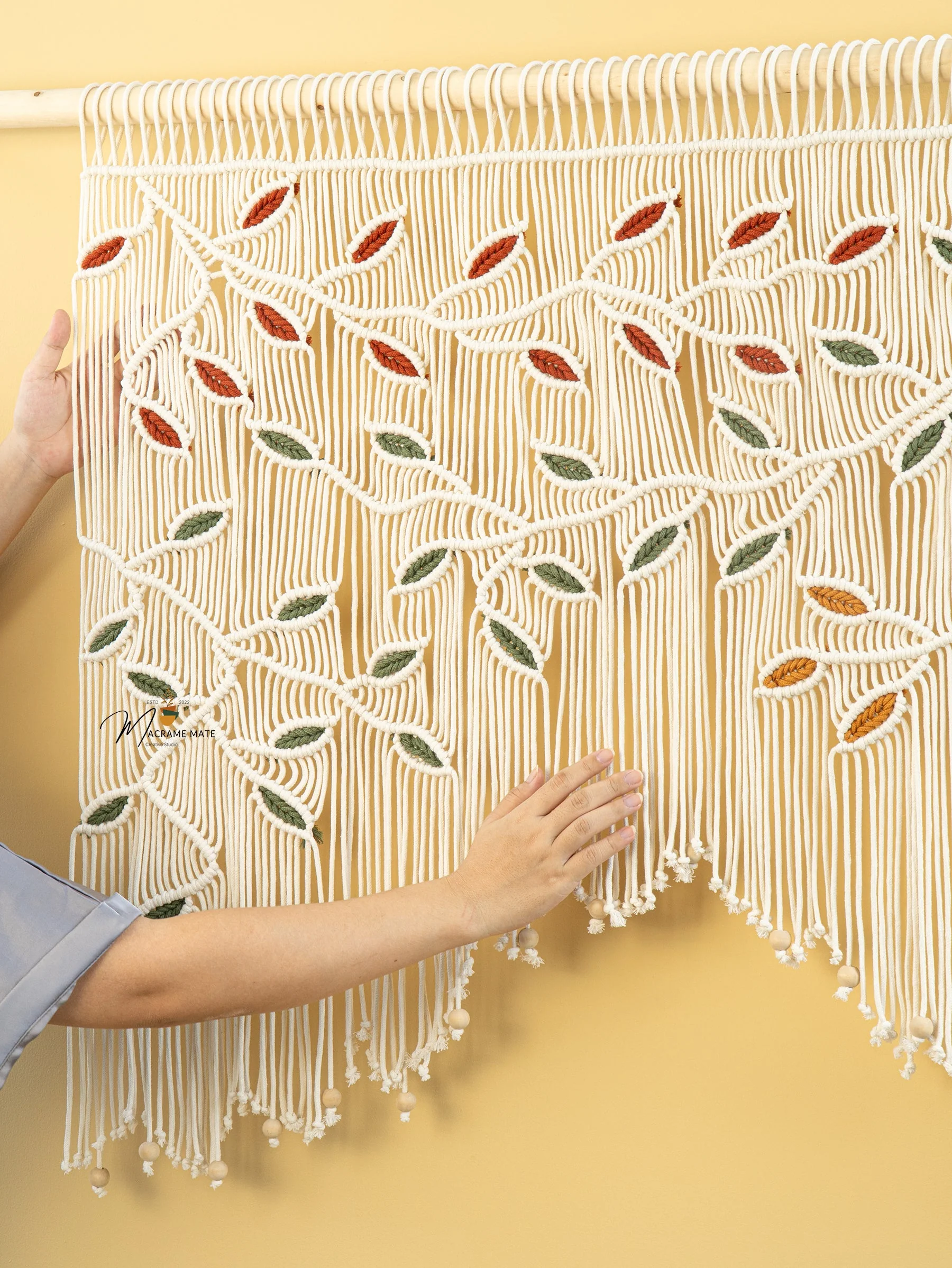 Ethereal Macrame Leaf Curtain Wall Hanging - Image 3