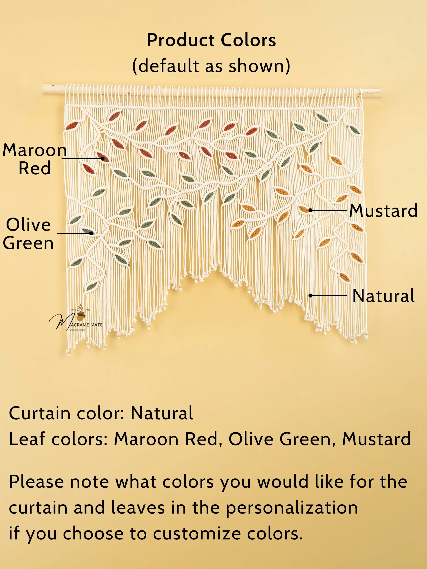 Ethereal Macrame Leaf Curtain Wall Hanging - Image 5