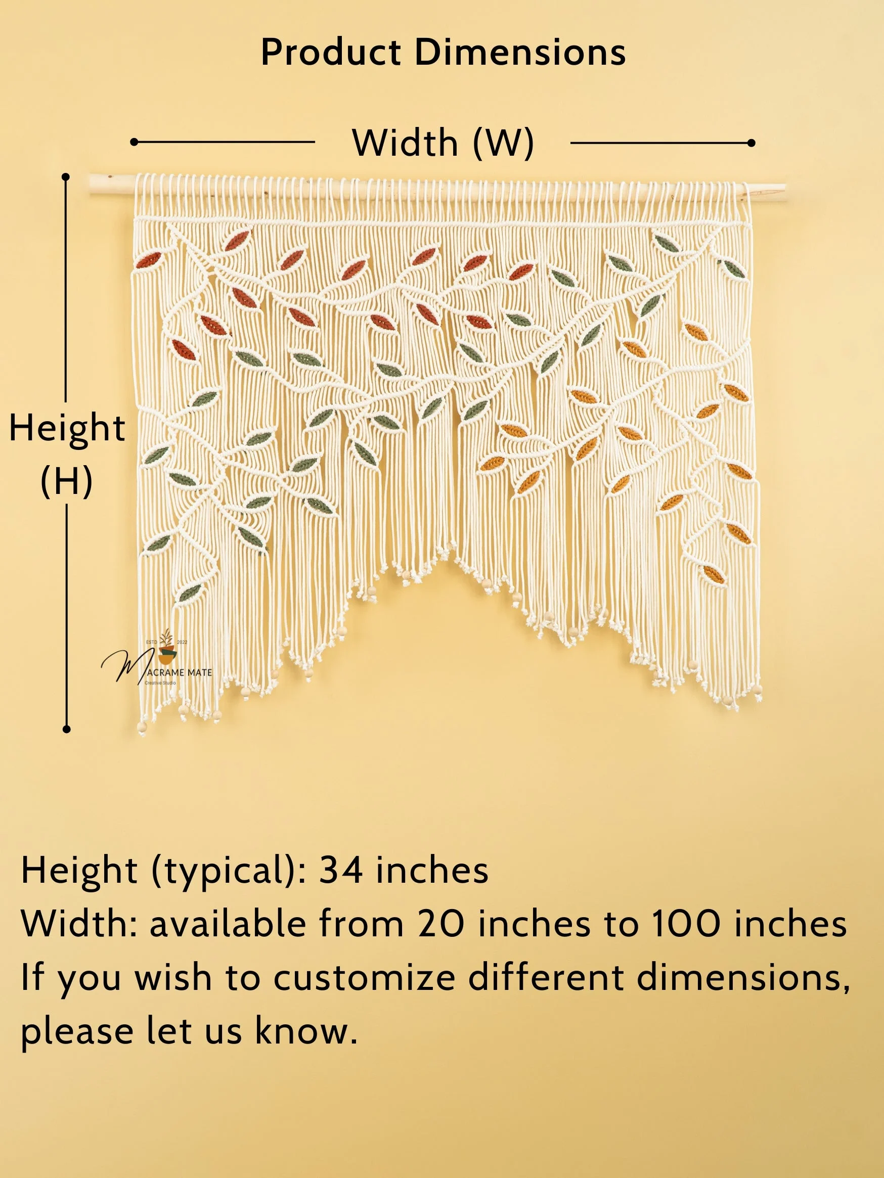 Ethereal Macrame Leaf Curtain Wall Hanging - Image 6