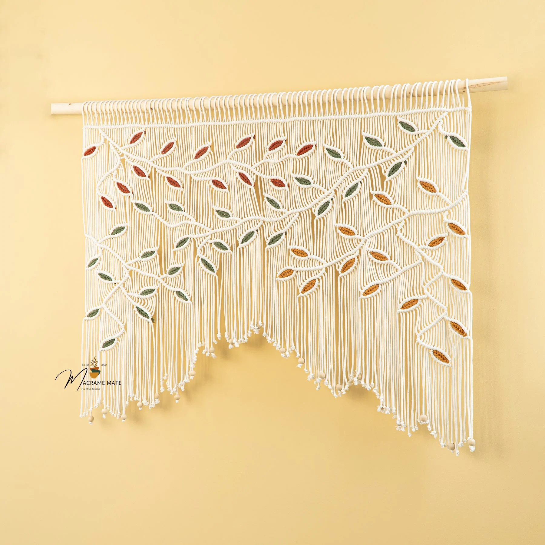Ethereal Macrame Leaf Curtain Wall Hanging - Image 7