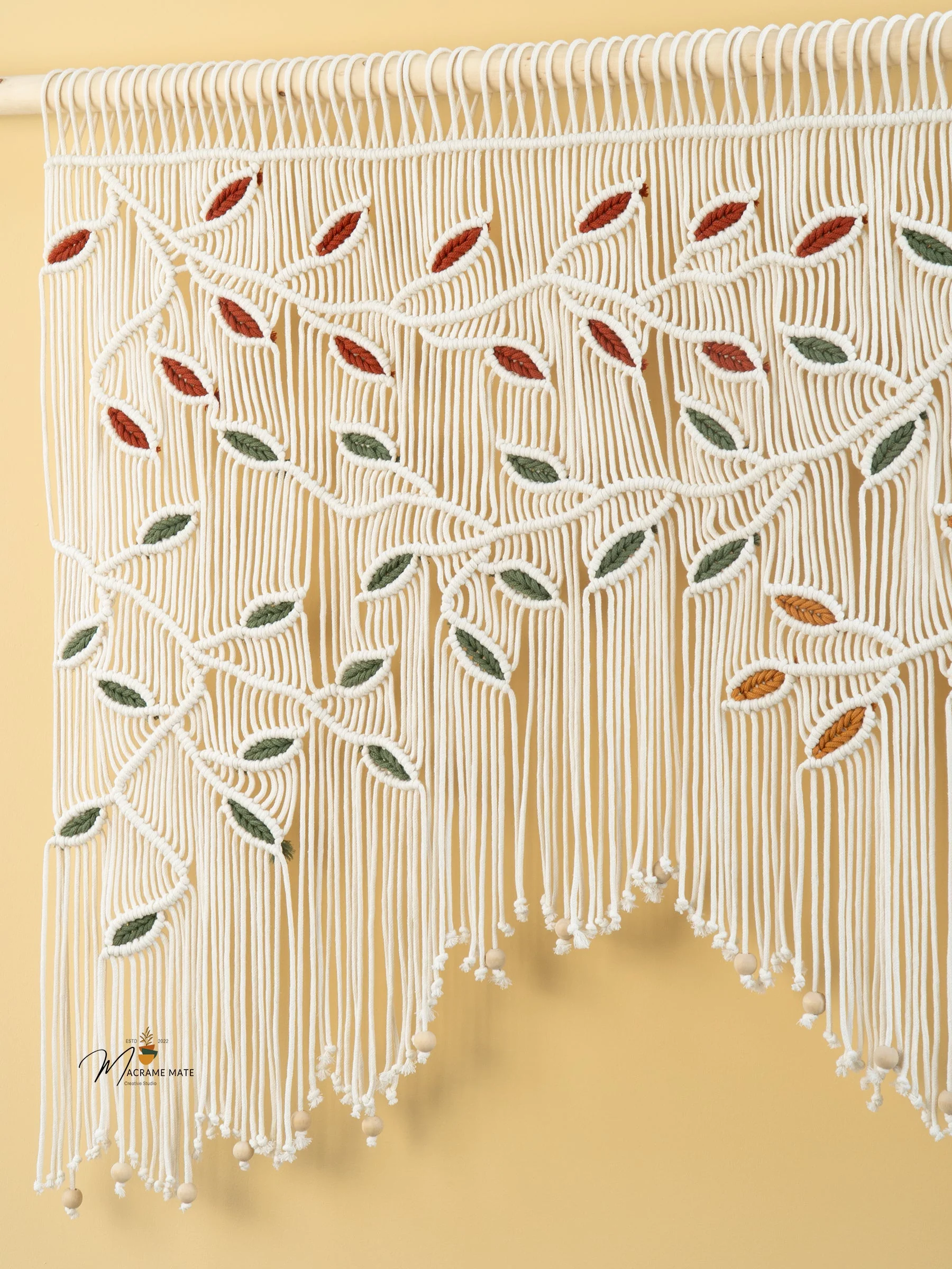Ethereal Macrame Leaf Curtain Wall Hanging - Image 8