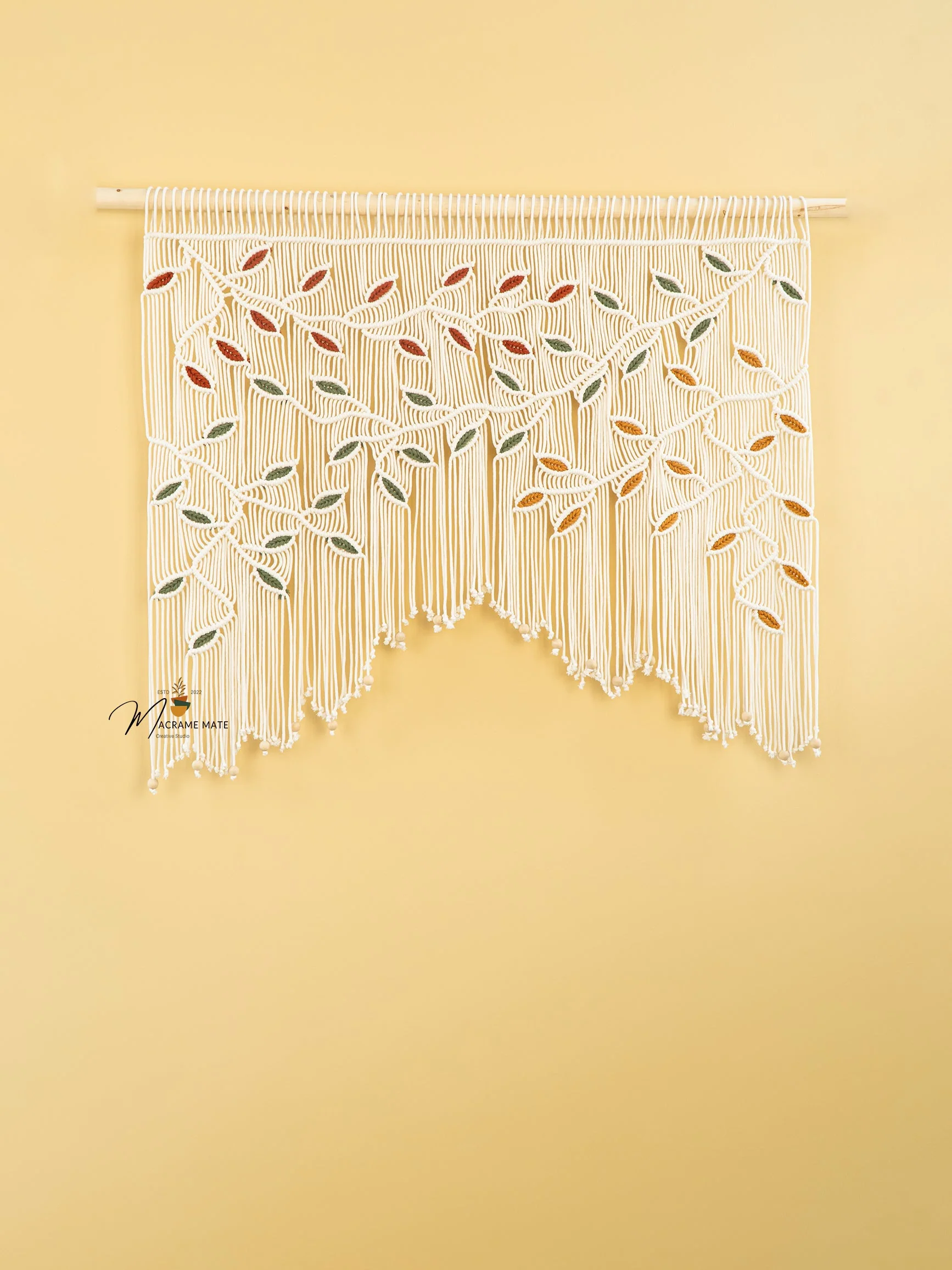 Ethereal Macrame Leaf Curtain Wall Hanging - Image 9