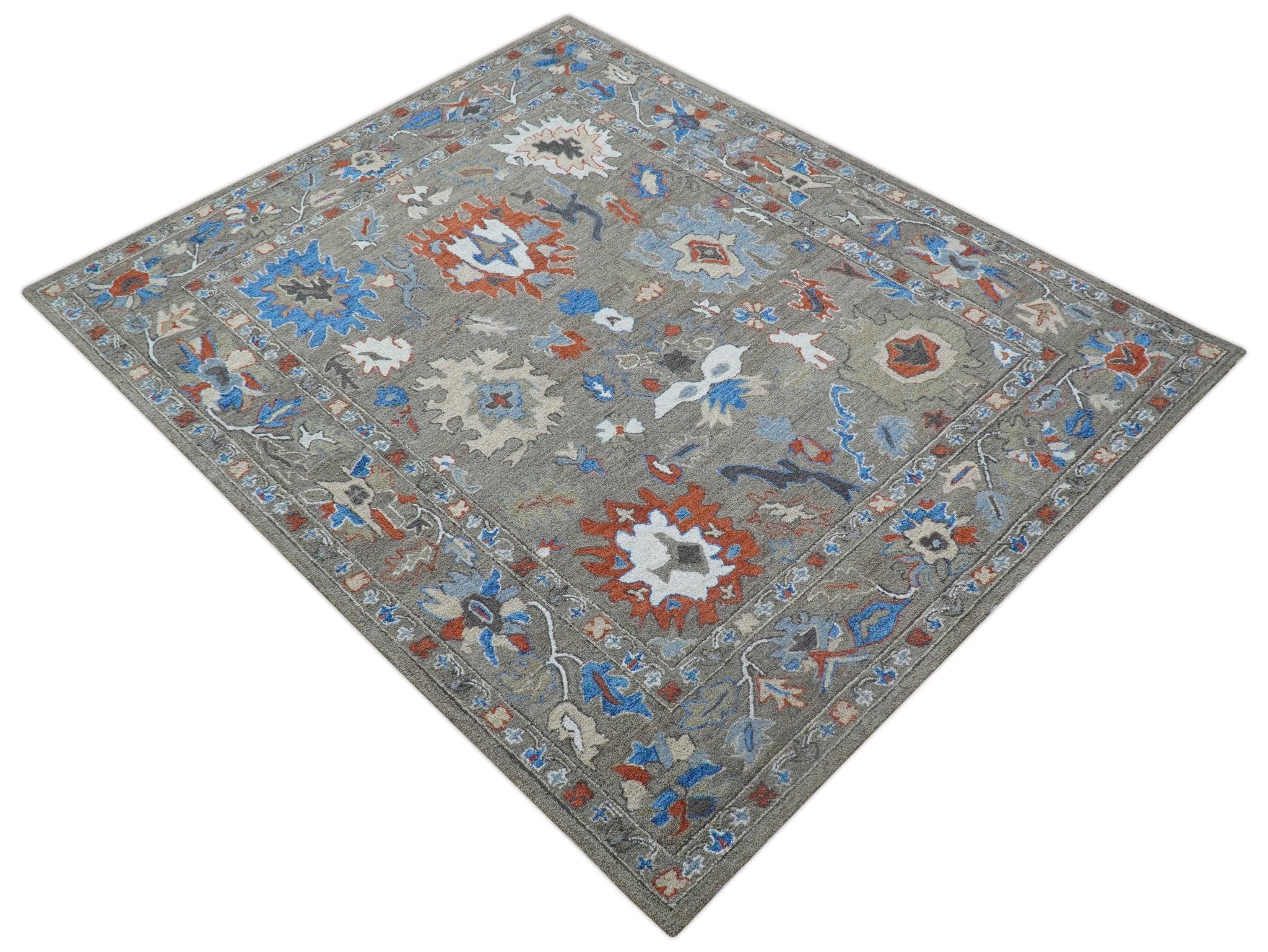 Eve Custom Made Traditional Gray Oushak Hand Tufted wool rug - Image 10